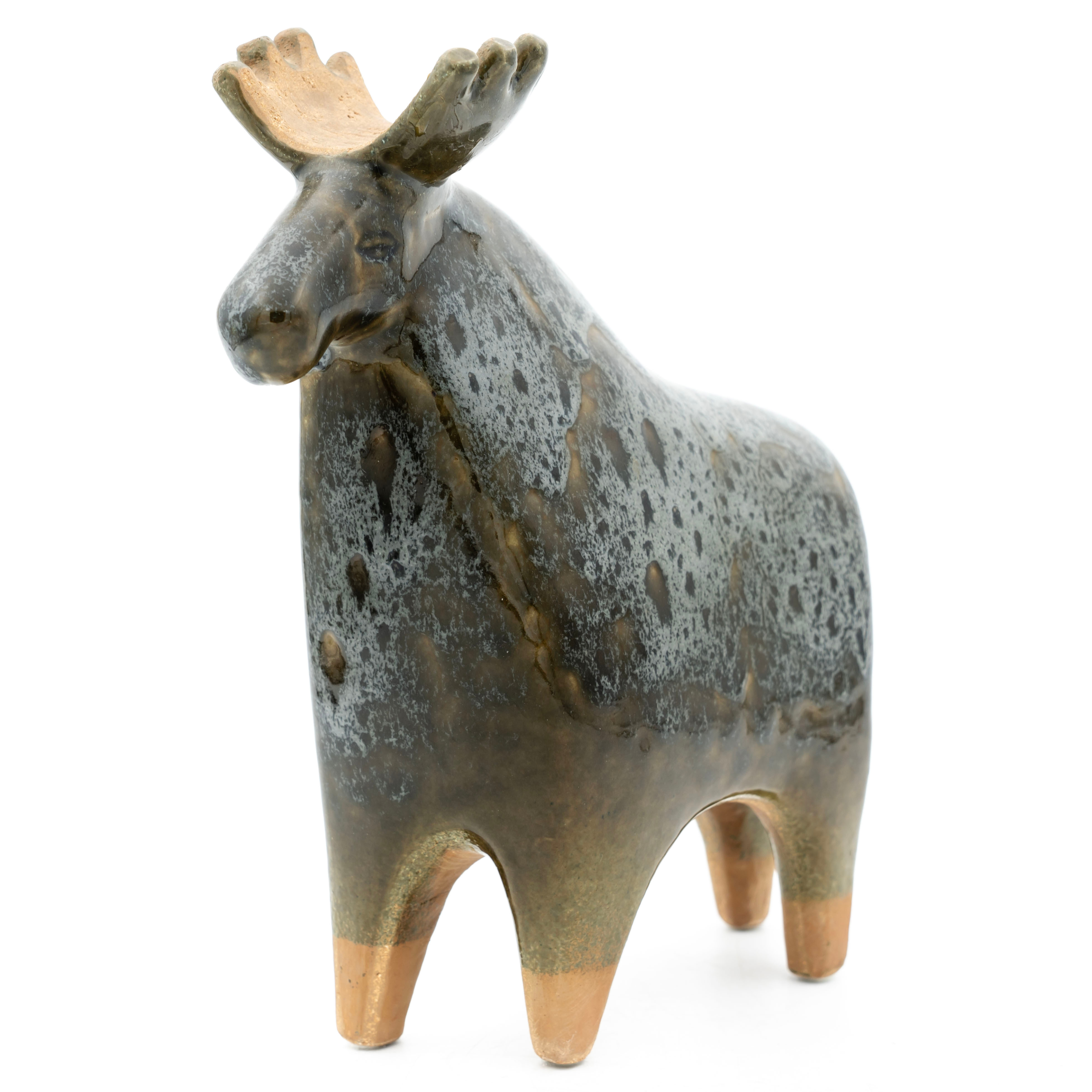 LISA LARSON. Figurin, stengods, Älg, ur serien "Stora Zoo", Gustavsberg.