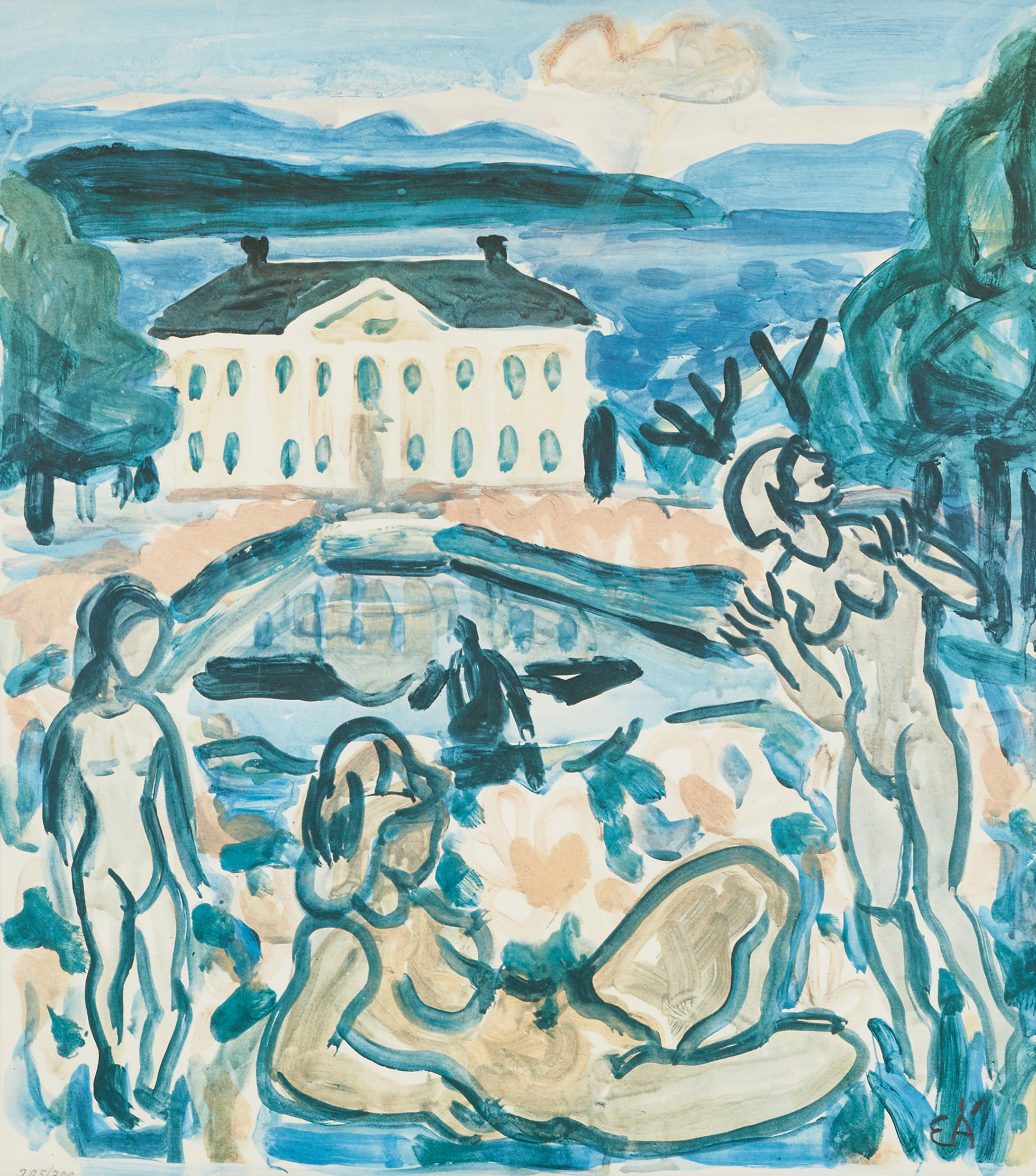 ERLING ÄRLINGSSON (1904–1983). grafiskt blad, offset, signerat och numrerat 205/300.