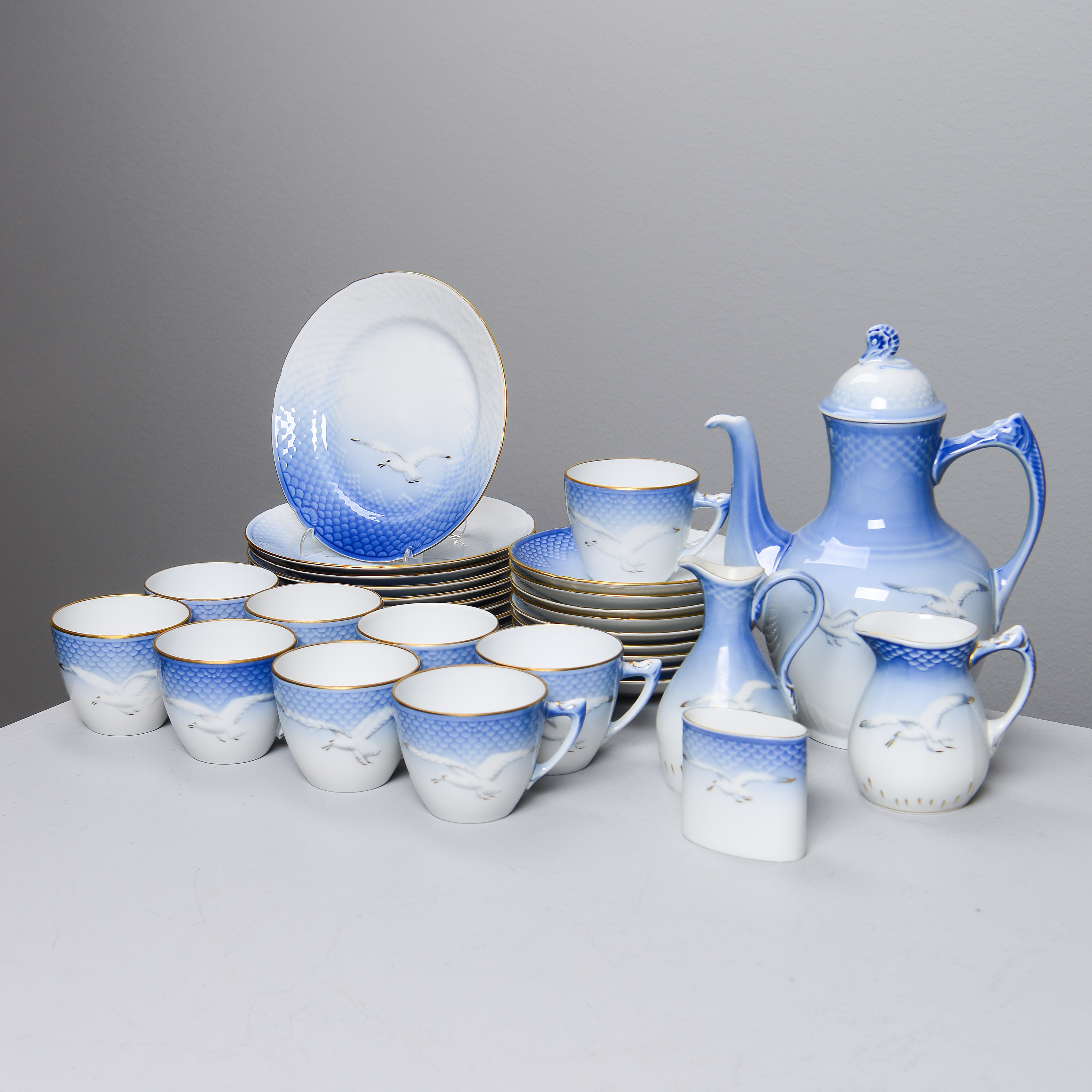 BING & GRÖNDAHL, kaffeservis för 9 personer, "Blå Måsen", Danmark (22 delar).