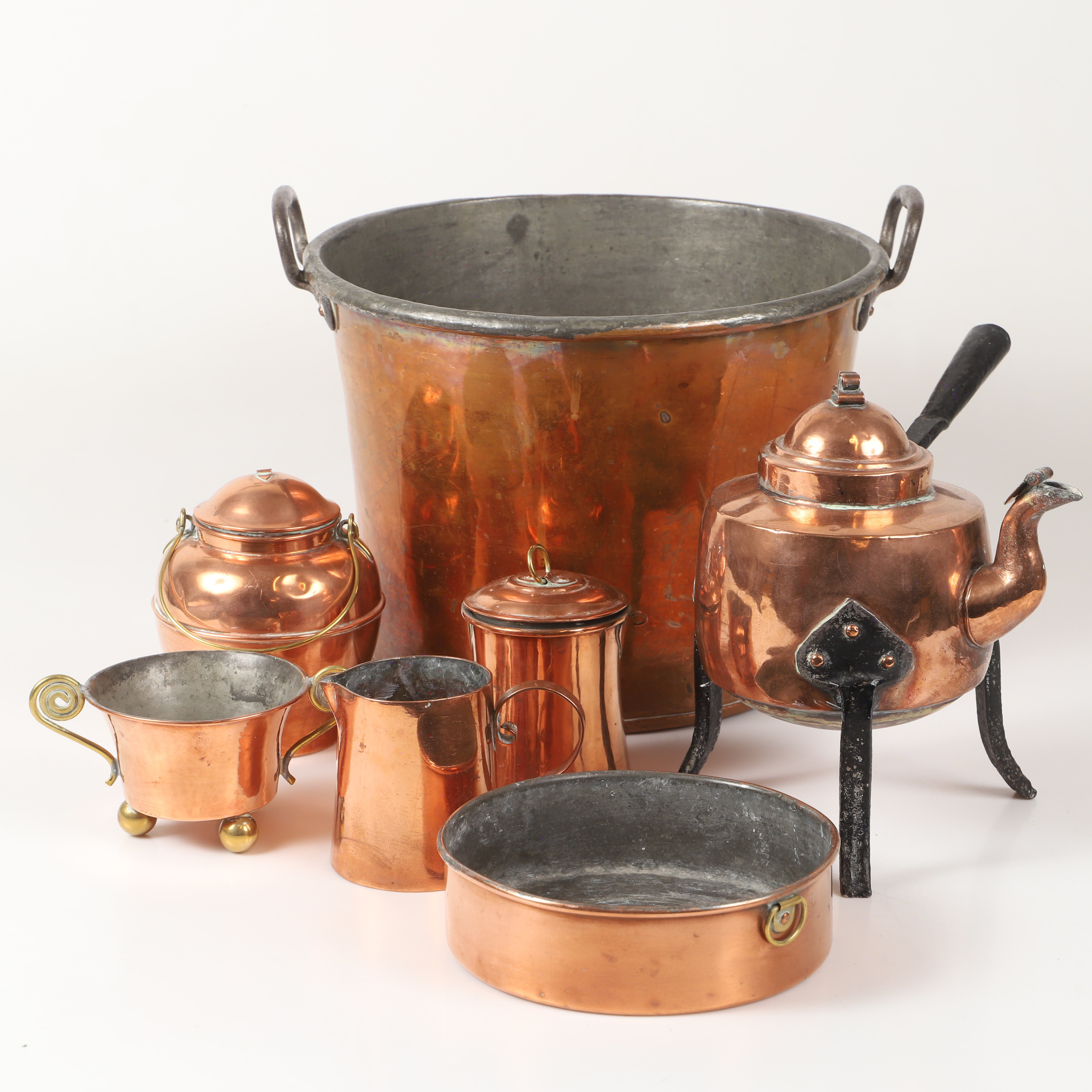 KITTEL, KAFFEPANNA M.M., 7 delar, koppar, 1900-tal.