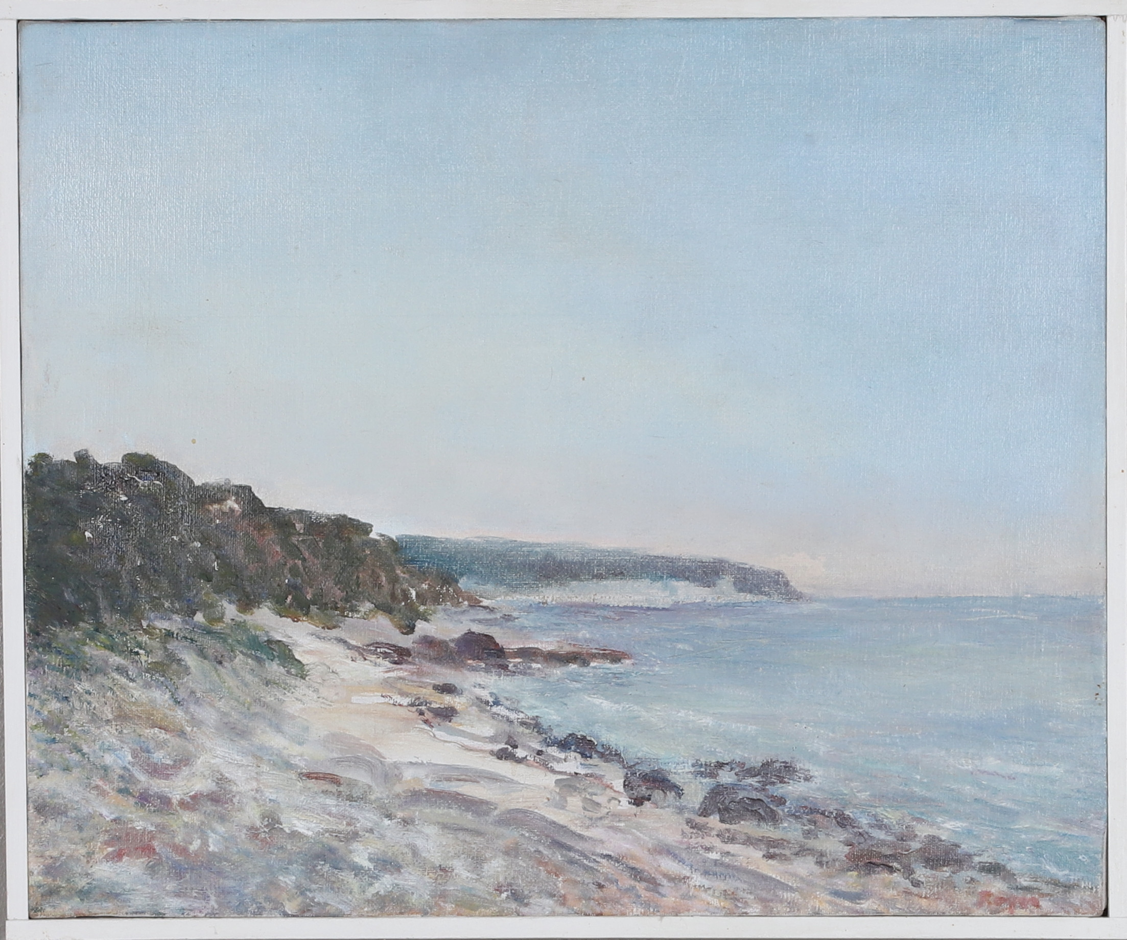 ROGER TÖRNBLOM. "Enslig kustremsa", olja på duk, signerad.