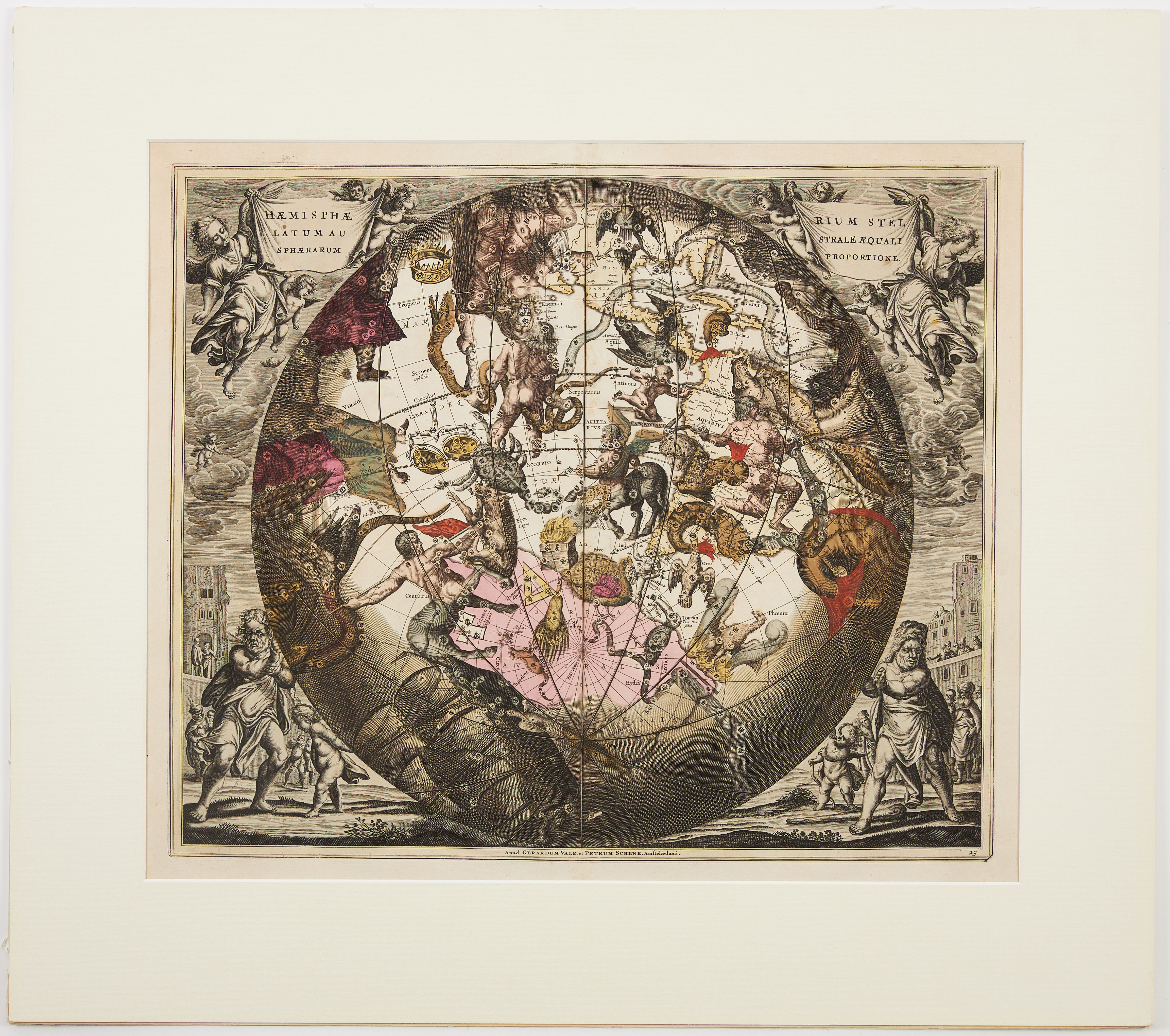 CELESTIAL CHART AFTER CELLARIUS, Haemisphaerium stellatum australe, Amsterdam 1708.