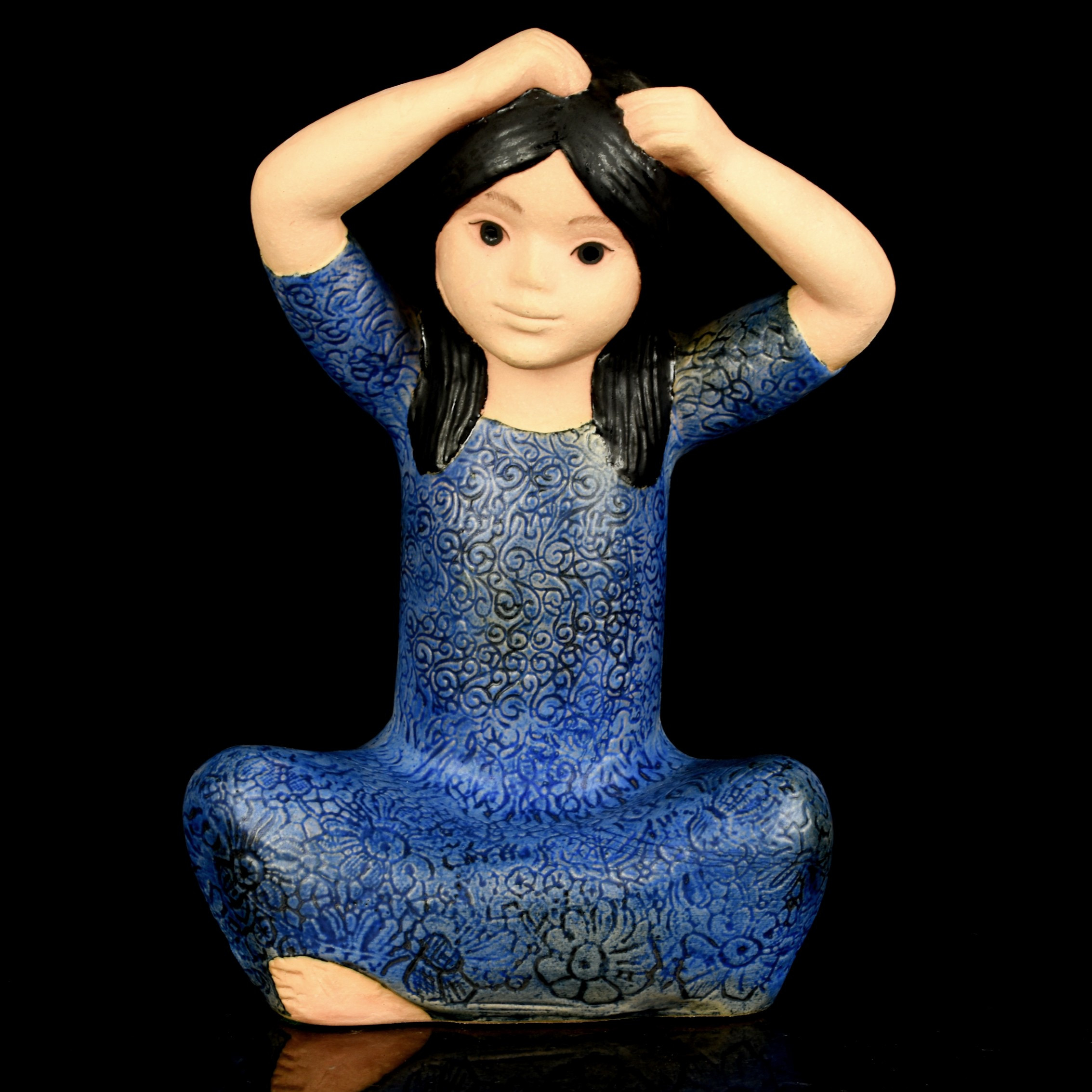 LISA LARSON. Figurin, "Thailändska", stengods, K-Studion, Gustavsberg, signerad.