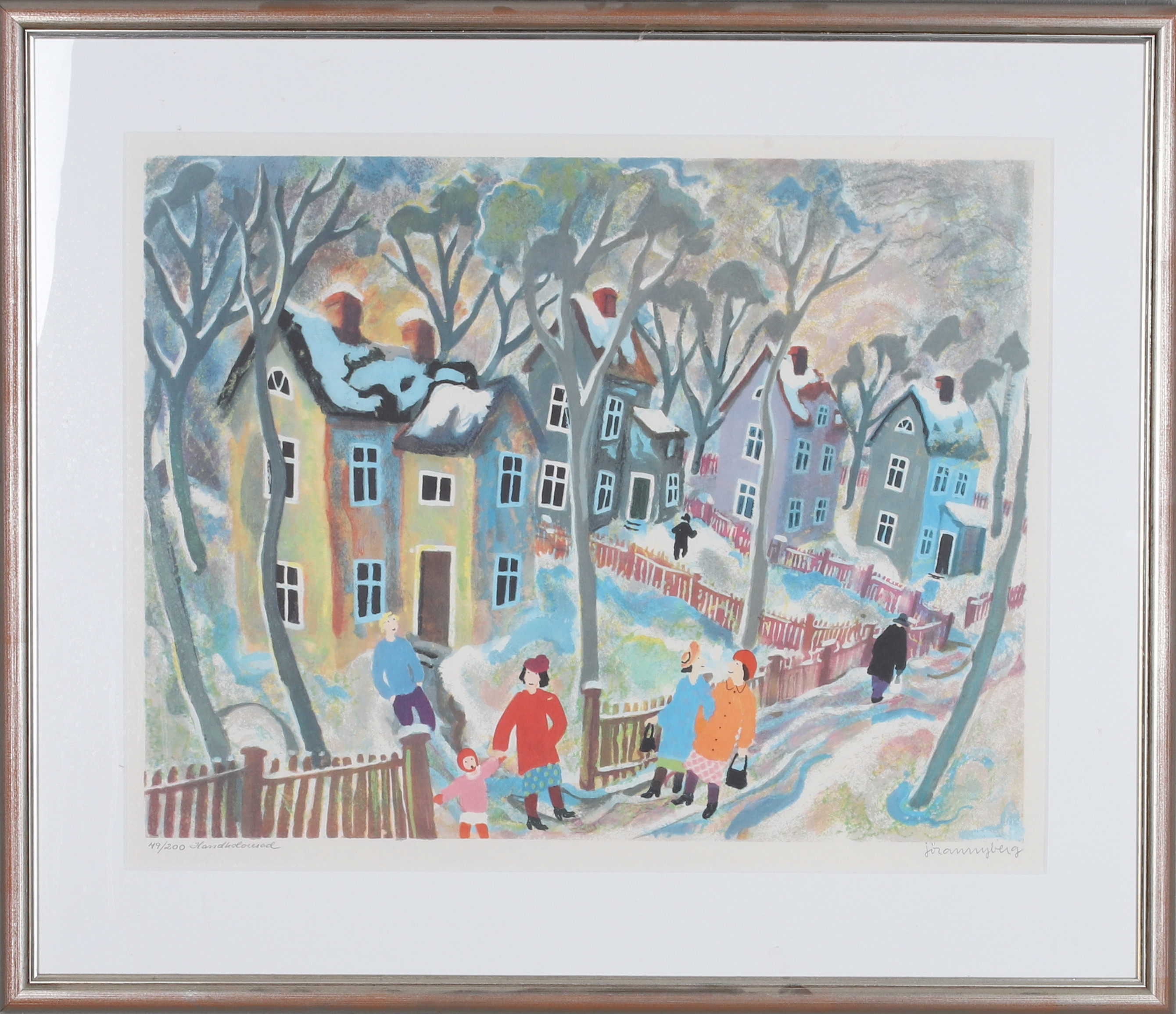 JÖRAN NYBERG. "Köldknäpp", handkolorerad litografi, signerad och numrerad 49/2000.