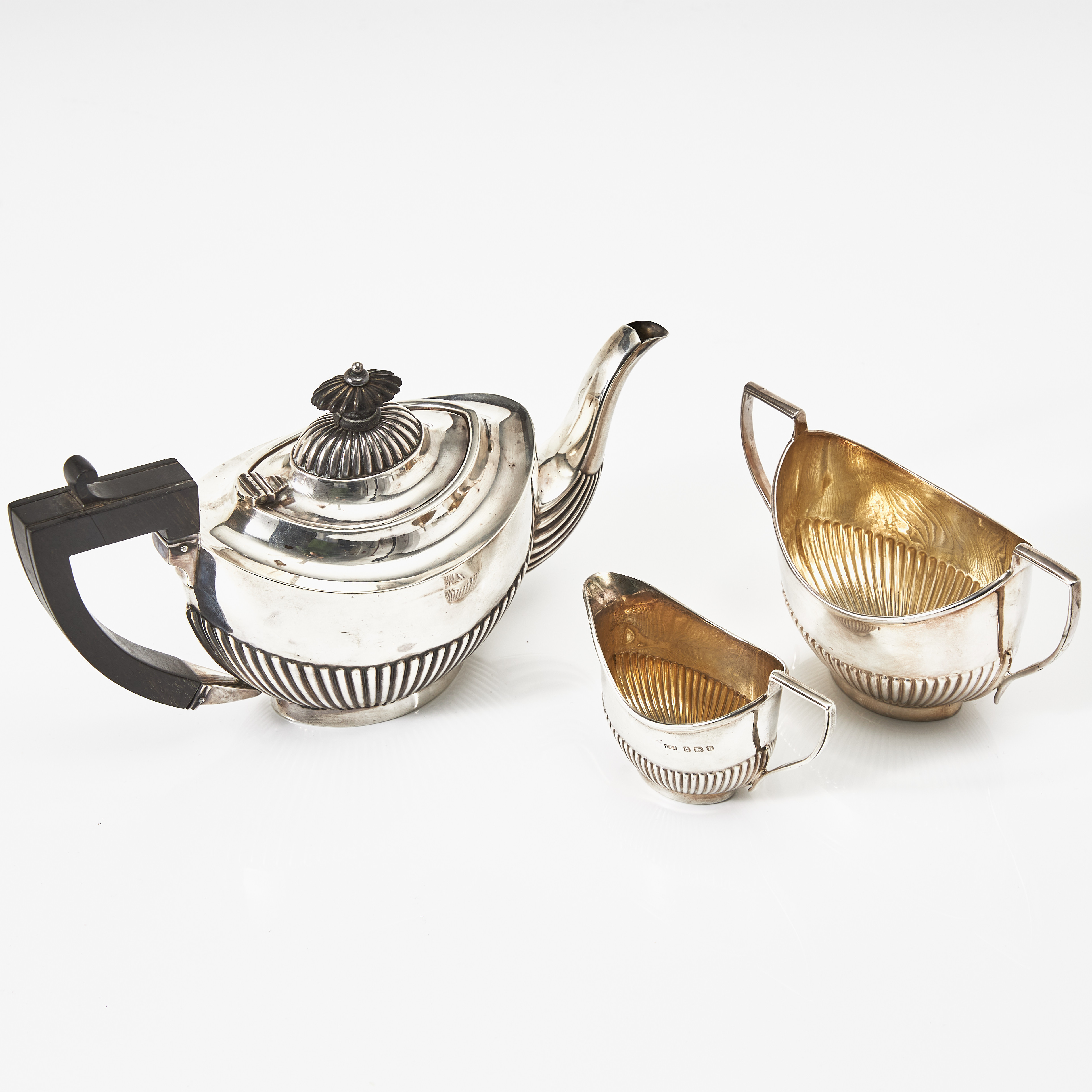 TESERVIS, 3 delar, sterlingsilver, U.Co Birmingham 1907/08.