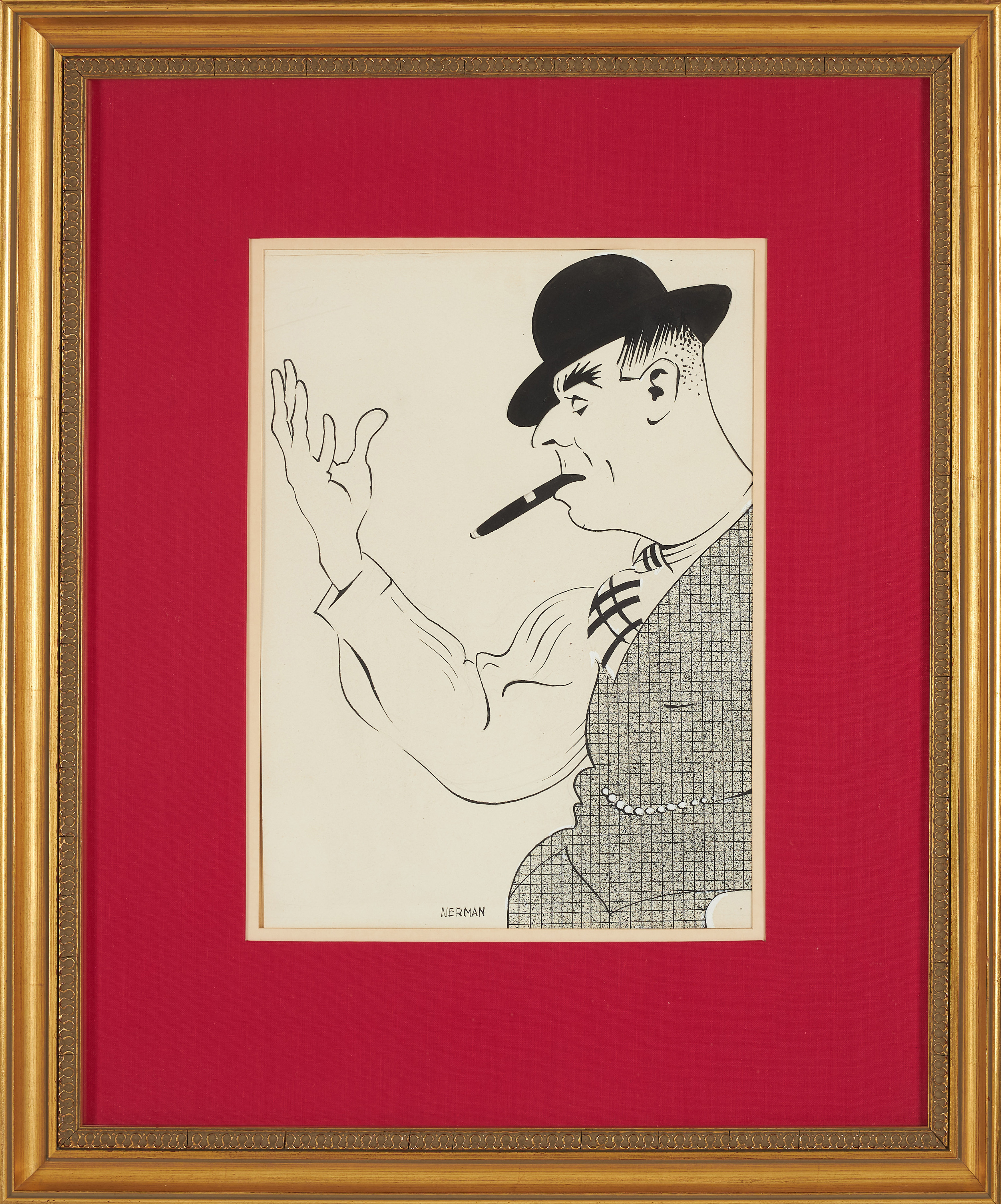 EINAR NERMAN. "Storbyggaren", tusch och täckvitt, signerad Nerman.