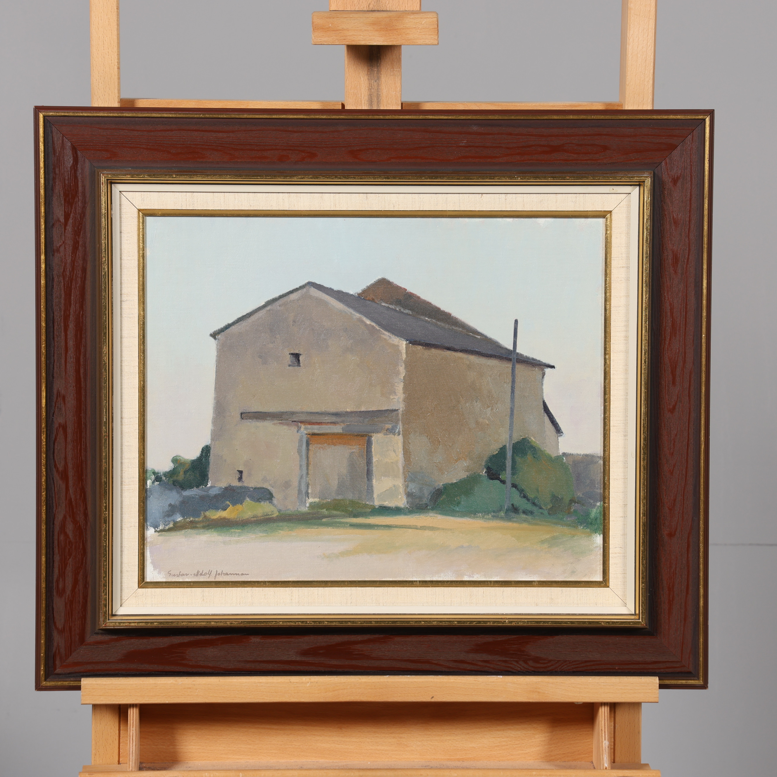 GUSTAV-ADOLF JOHANSSON. OLJA PÅ PANNÅ, signerad.