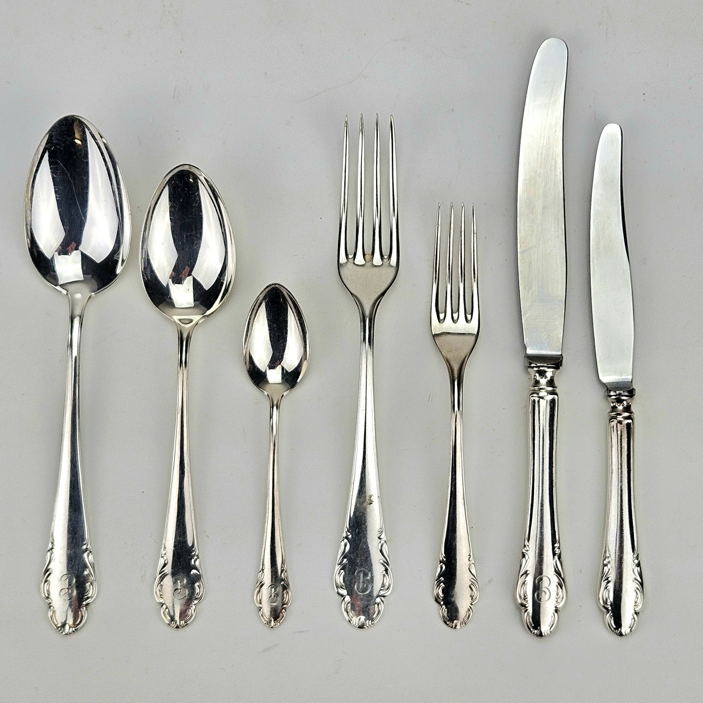 BESTICK, 84 delar, silver, "Haga", total vikt ca. 2760 gram.