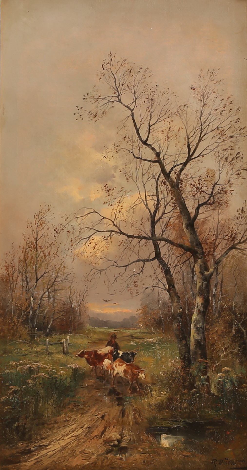 OIDENTIFIERAD KONSTNÄR, olja på duk, signerad R DUKAT, 1800-tal.