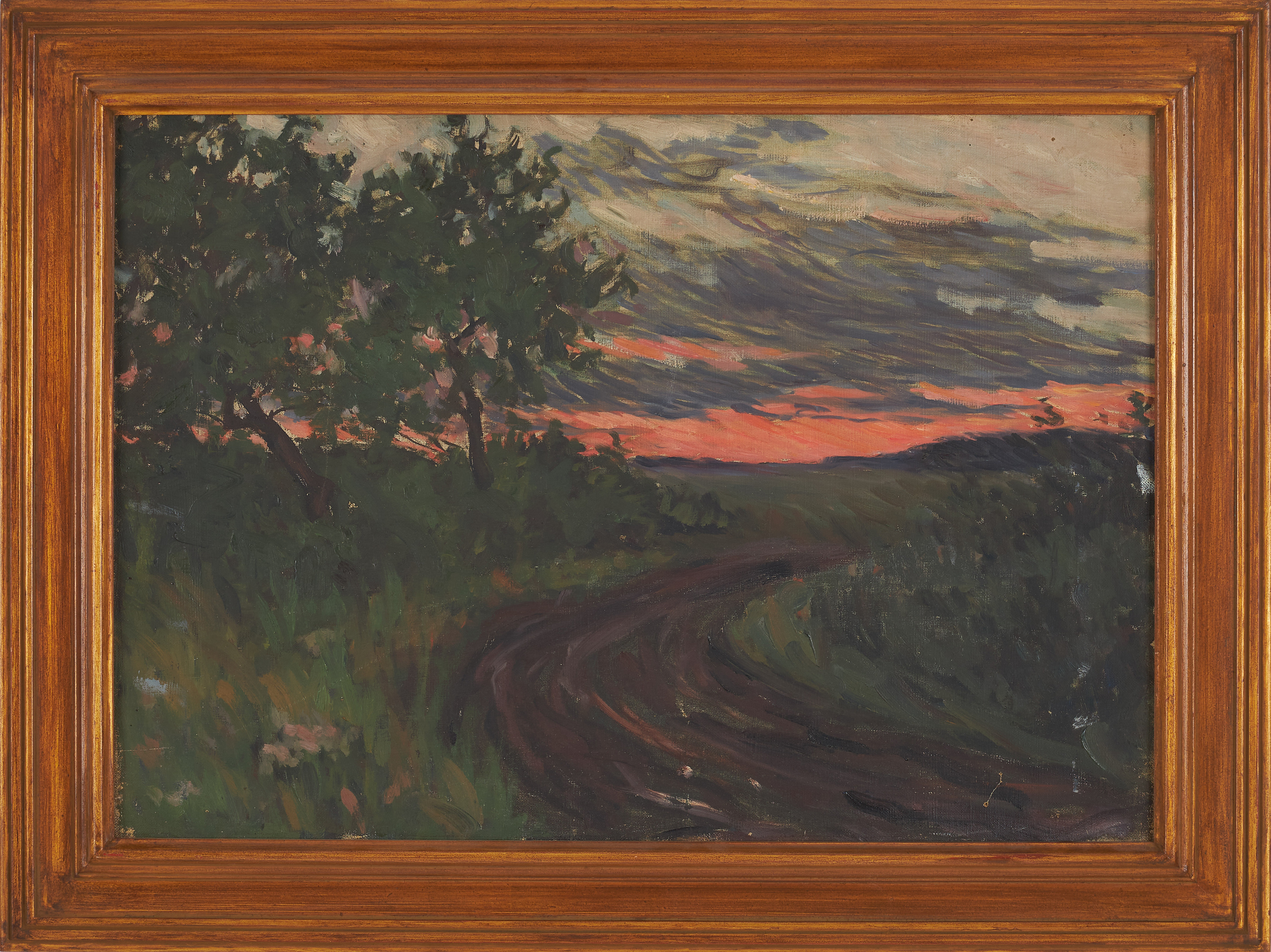 BERTA WILHELMSON (1869-1965). TILLSKRIVEN. Landskap i skymning, olja på duk, á tergo med påskrift.