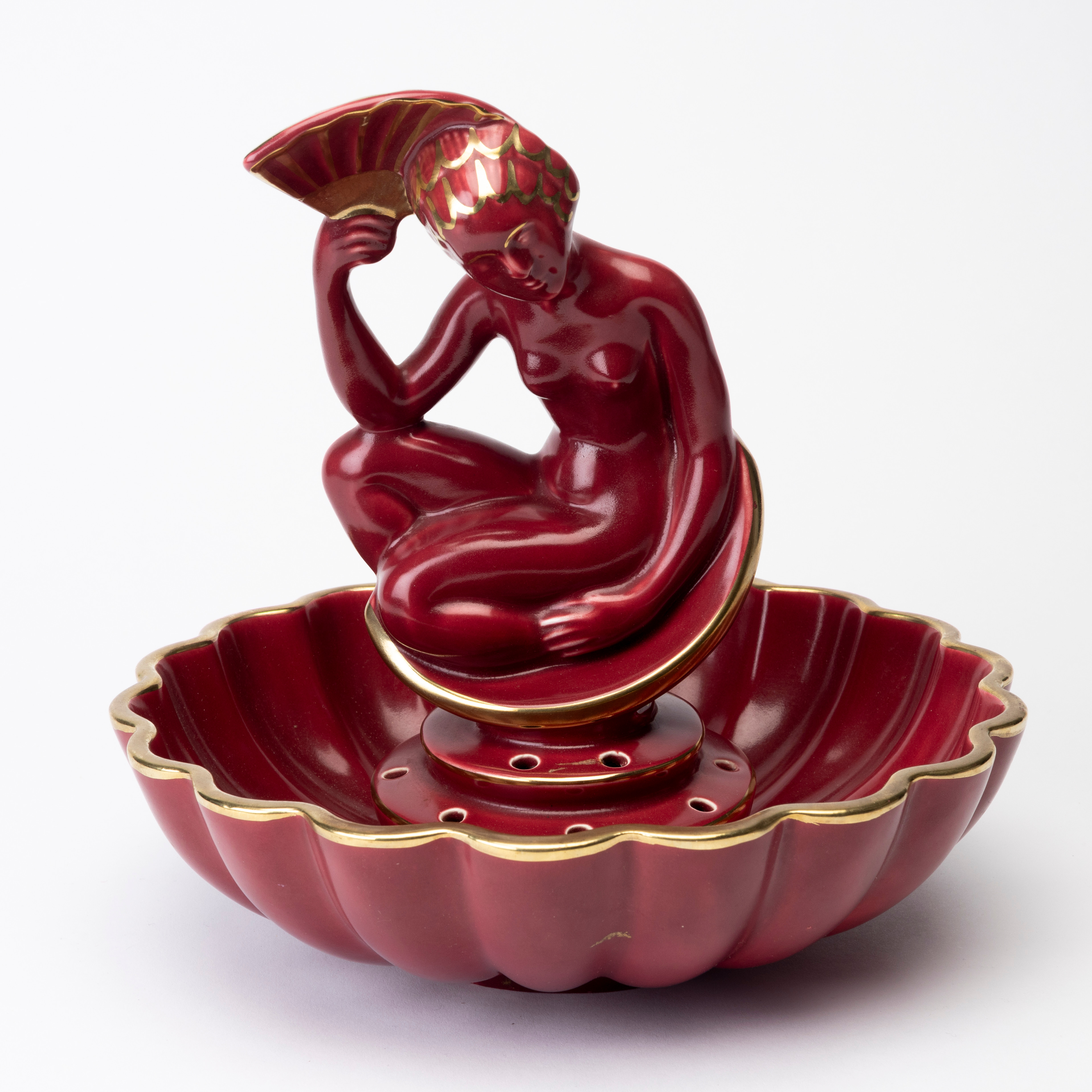 ARTHUR PERCY. Blomsteruppsats, 2 delar, "Rubin", porslin, Gefle.