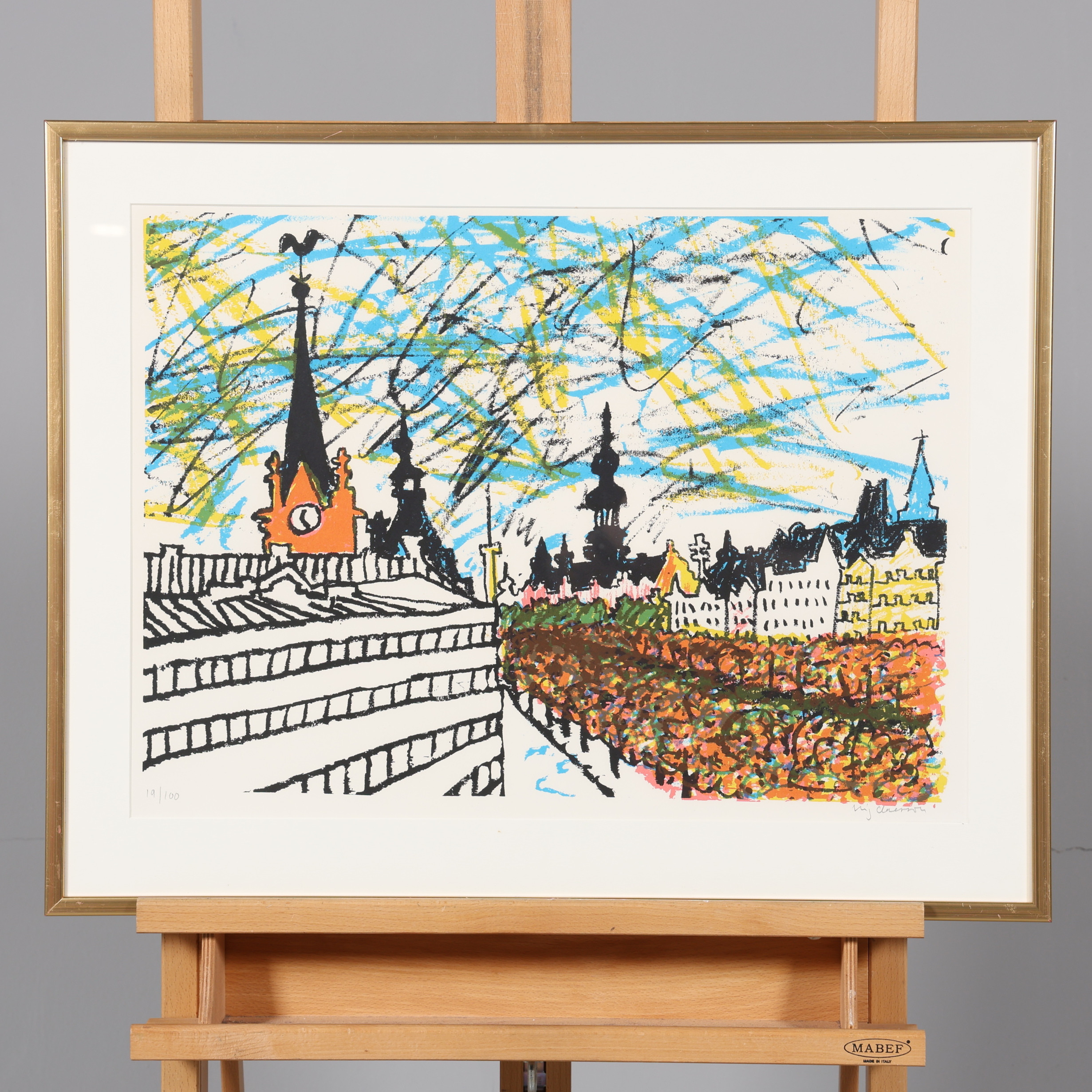 STIG (SLAS) CLAESSON. LITOGRAFI, Stockholmsmotiv, signerad samt numrerad 19/100.