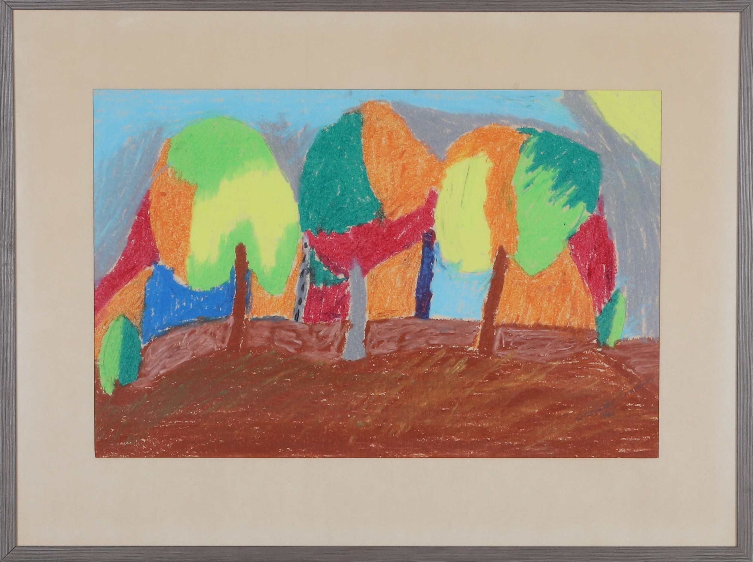 CHRISTER ERNERSSON. Pastell, landskap, tre träd, signerad och daterad 1968.