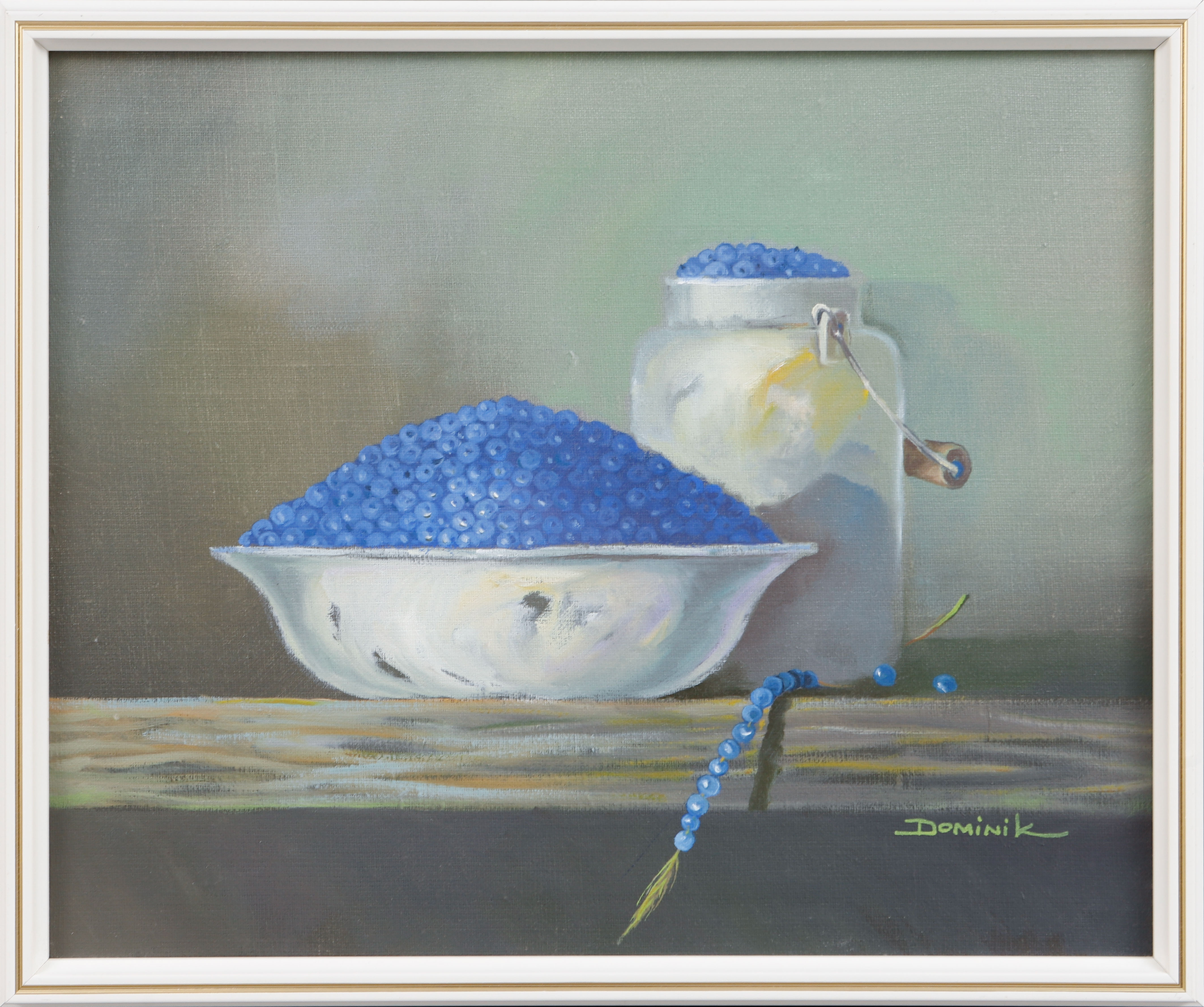 DOMINIK PAWLOWSKI. Stilleben med blåbär, olja på duk, signerad.