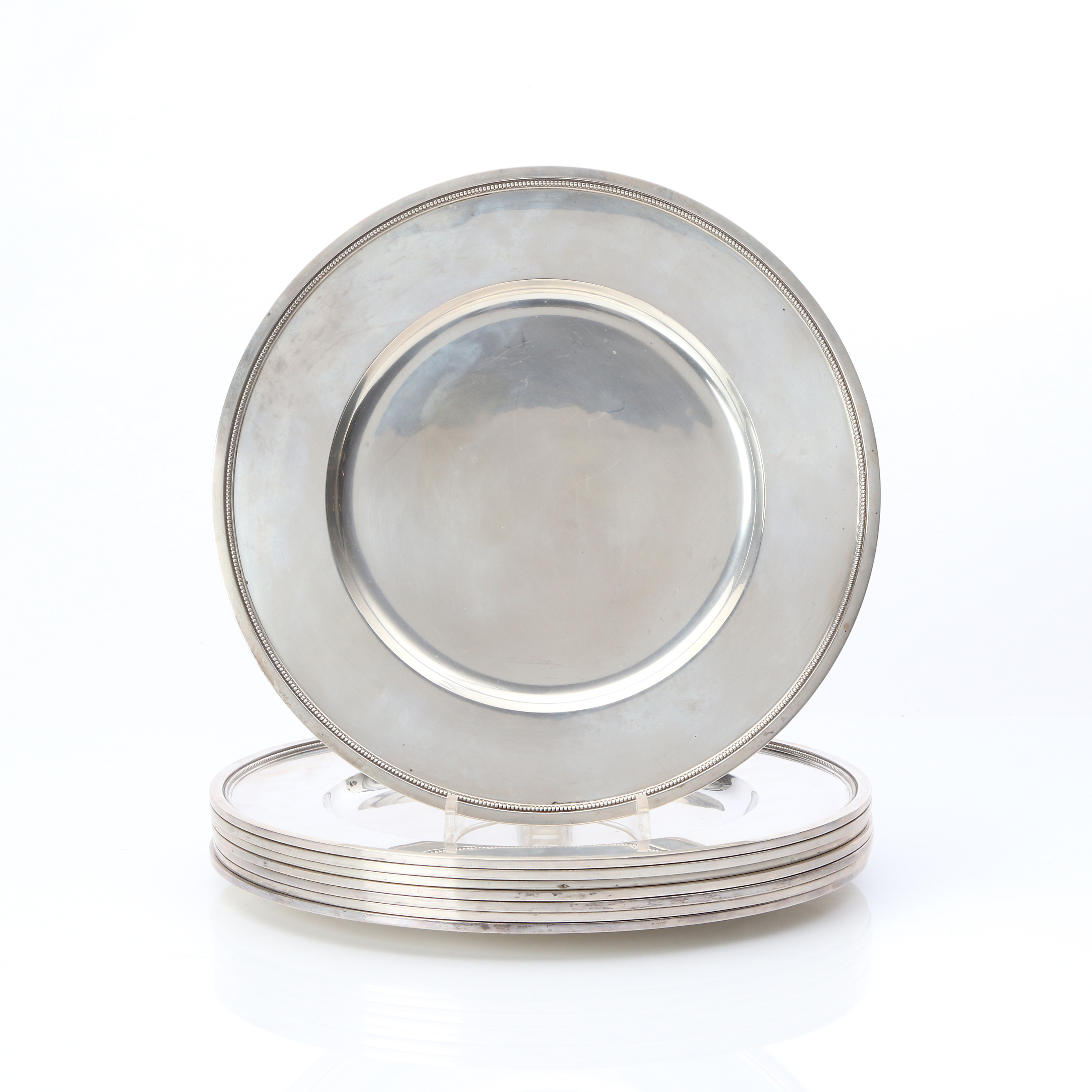 BORGILA, KUVERTTALLRIKAR, ÅTTA ST. Strerlingsilver. Stockholm, 1956. Vikt ca 5335 gram.