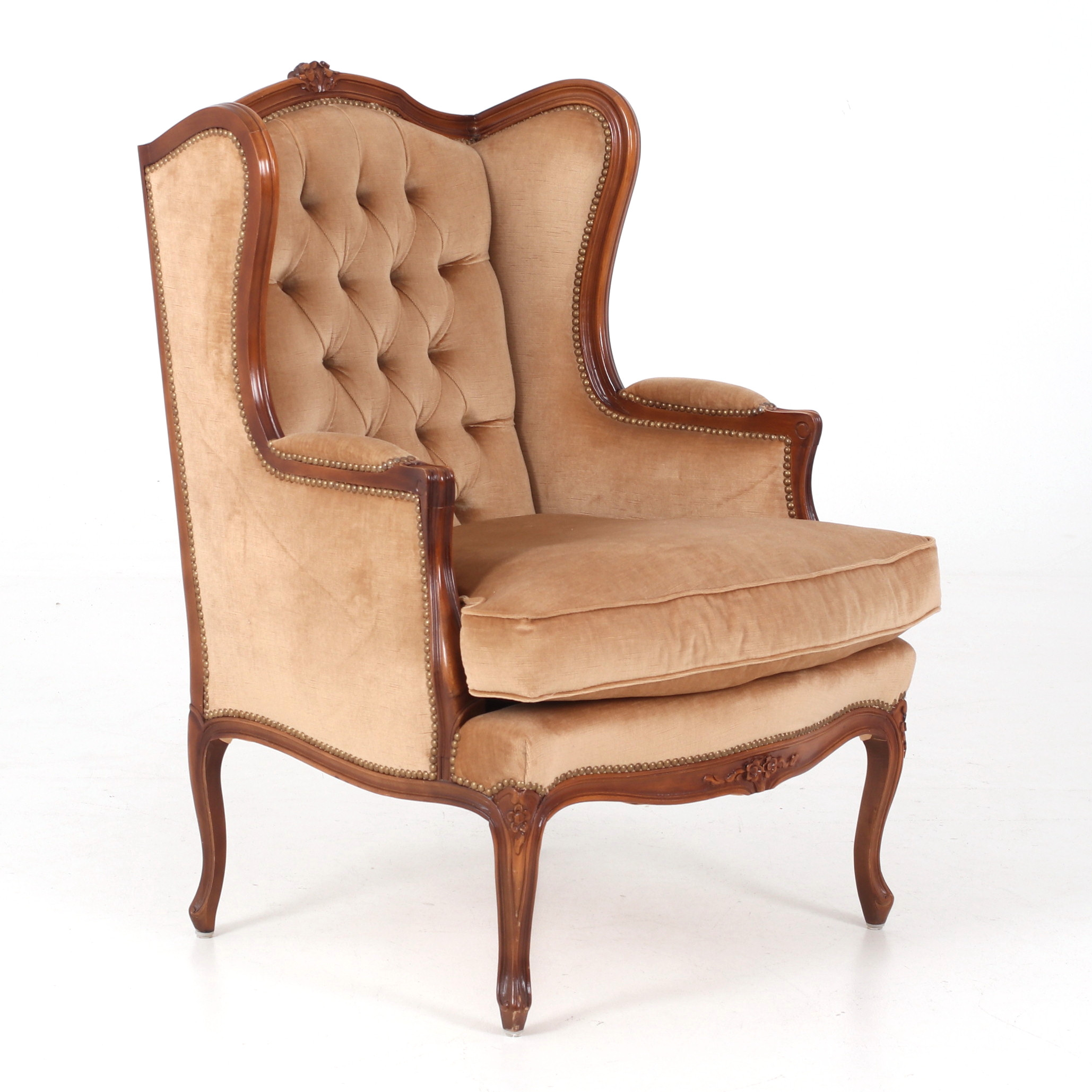 FÅTÖLJ, s.k. öronlappsfåtölj, rokokostil. 1900-tal.