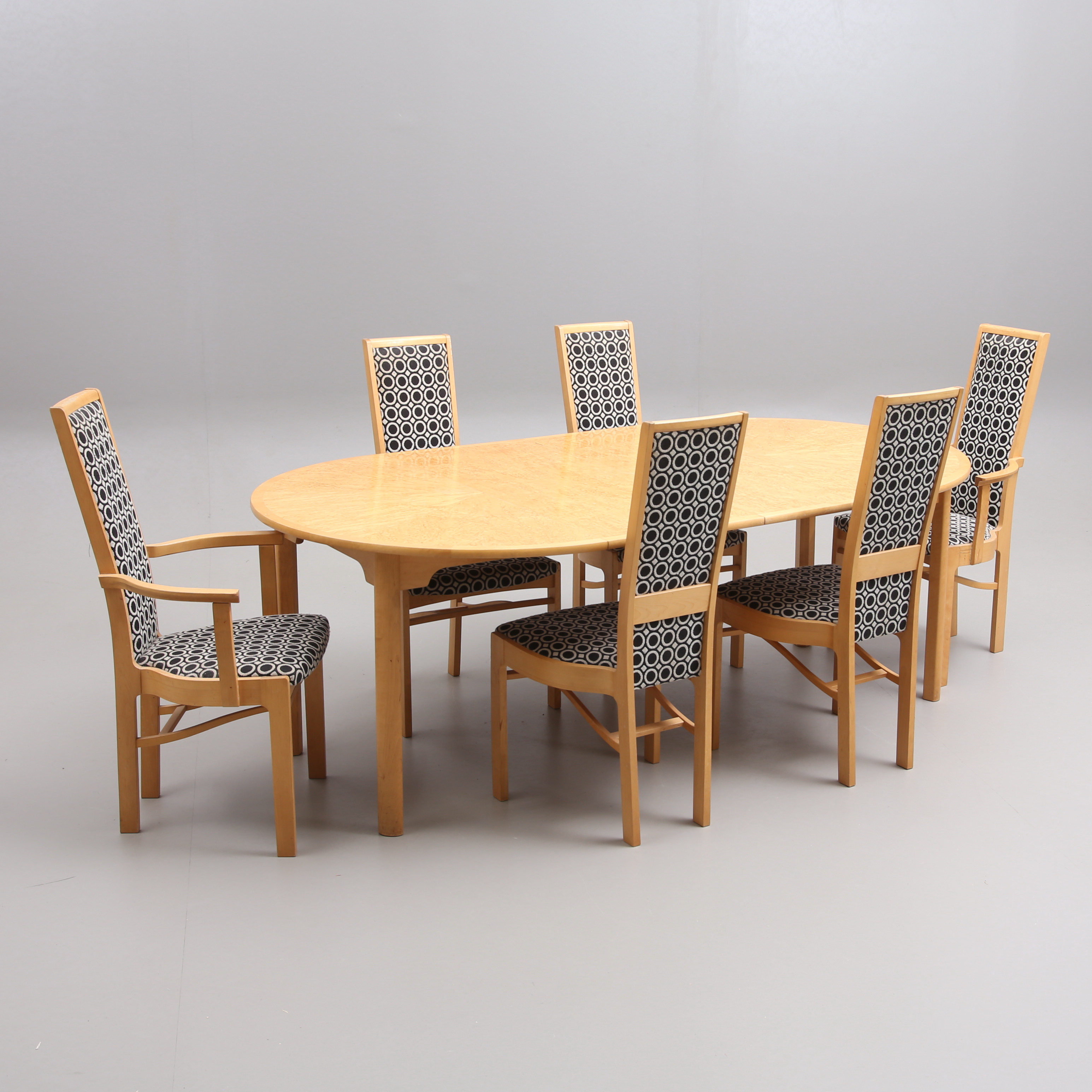 MATSALSGRUPP, 7 delar, bord "Svitjod" av Göran Malmvall, Karl Andersson & söner, Huskvarna.