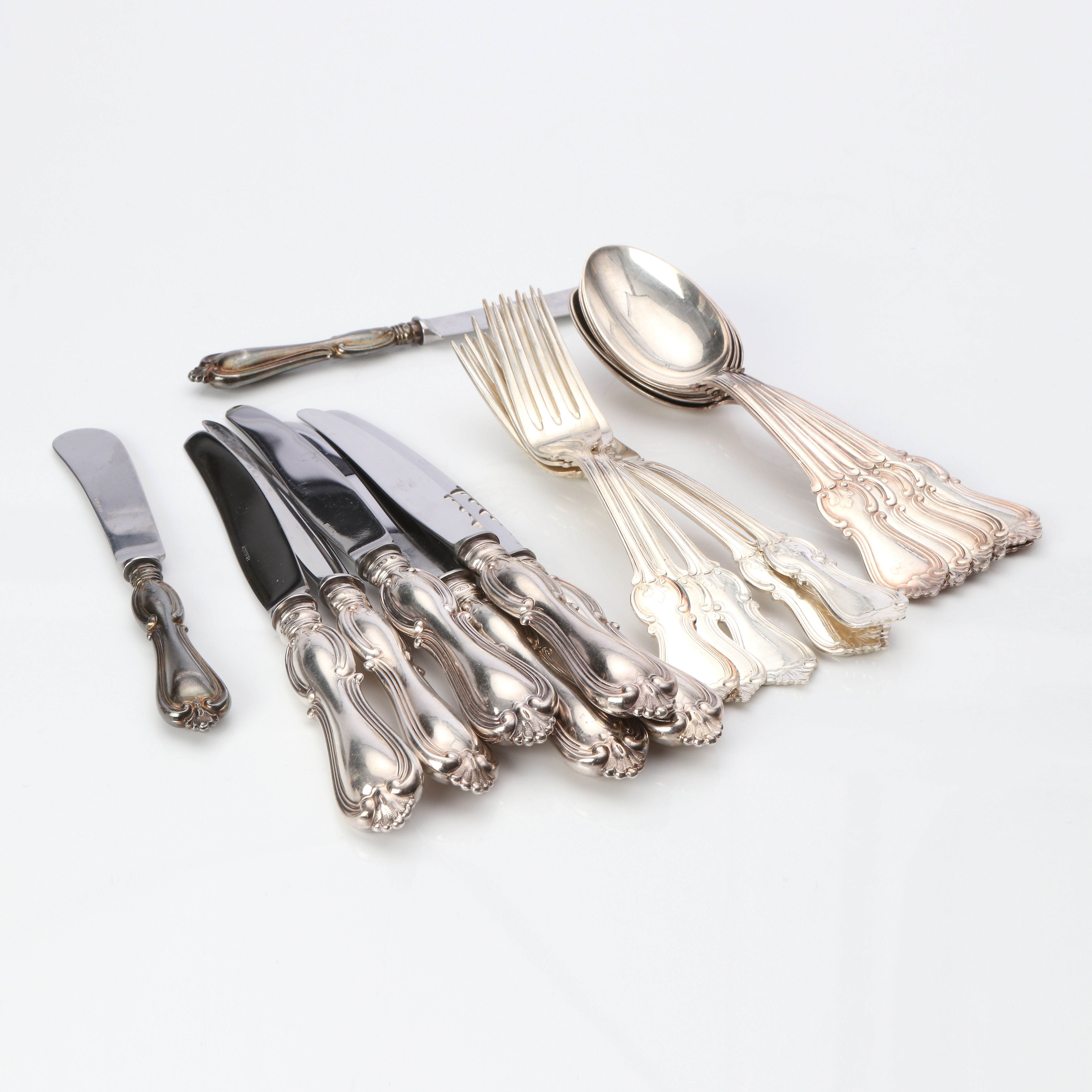 BESTICK, 20 ST. Silver. Olga. Vikt exklusive delar med fyllda skaft ca 550 gram.