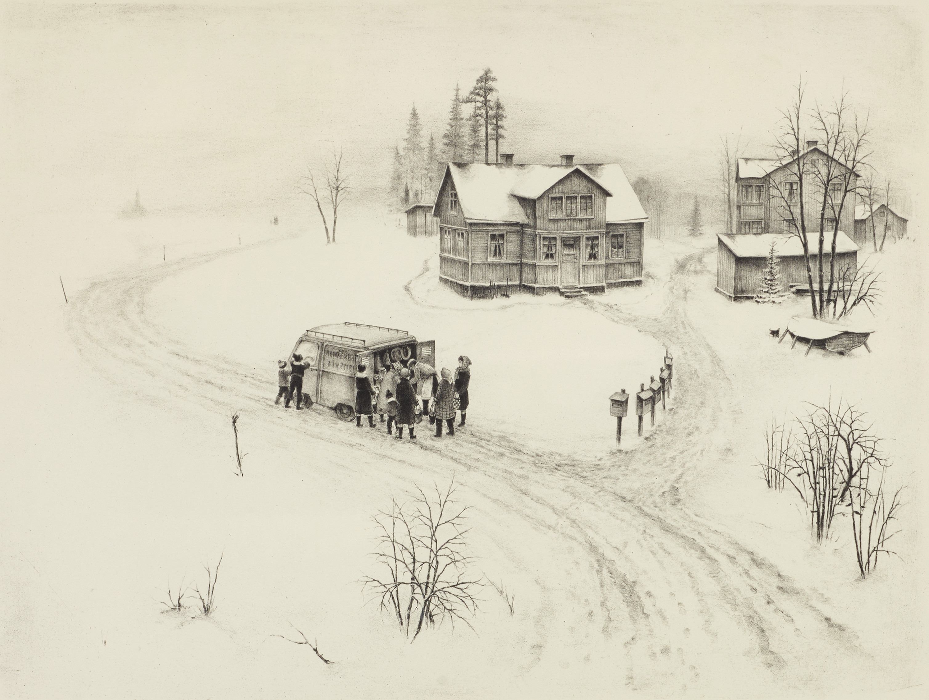 BJÖRN JONSON (Stockholm 1903-1991 Stockholm), "Köttbilen", signerad, 75 ex.