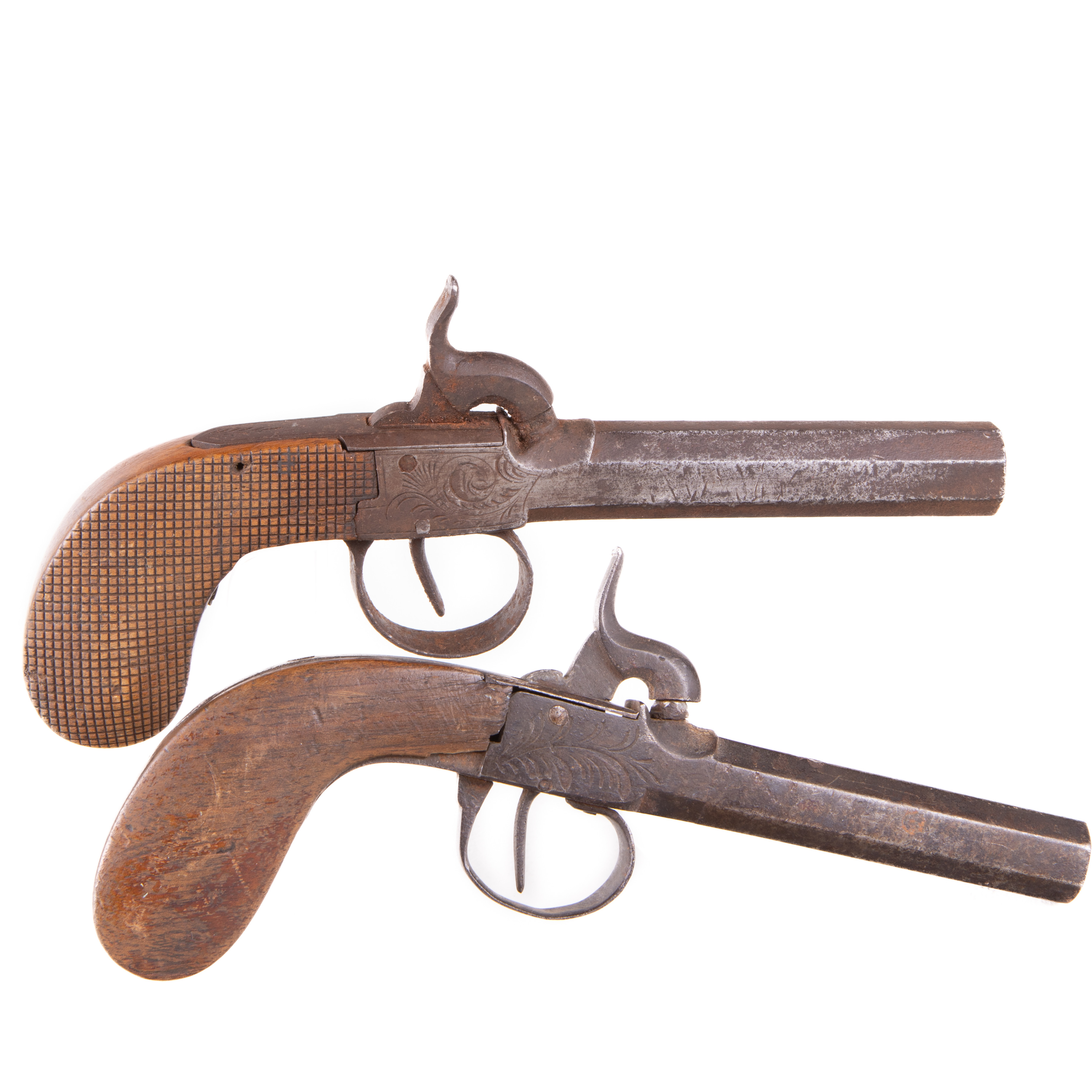 SLAGLÅSPISTOLER, 2 st, Belgien, 1800-tal.