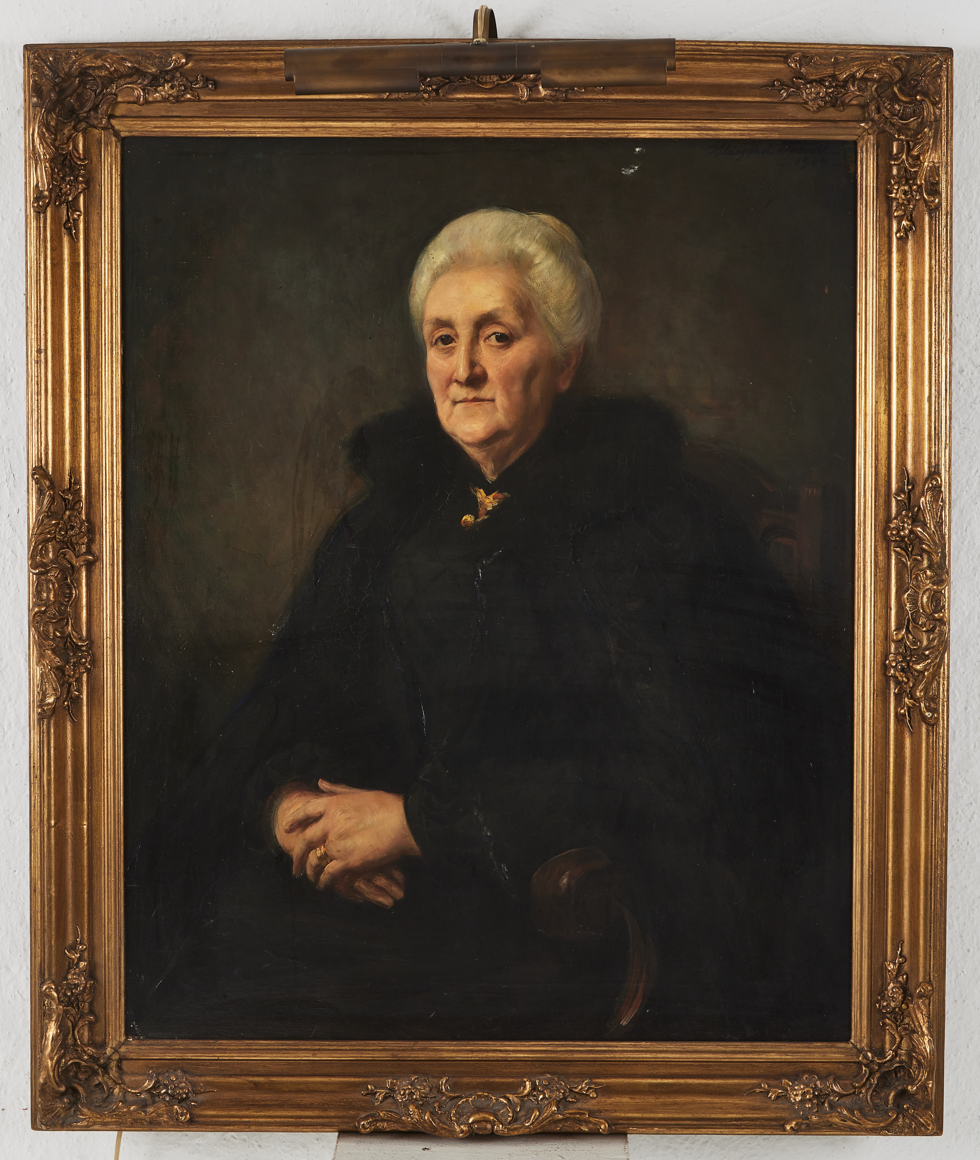 HILDEGARD THORELL. porträtt av äldre kvinna, olja på duk, signerad och daterad 1904.