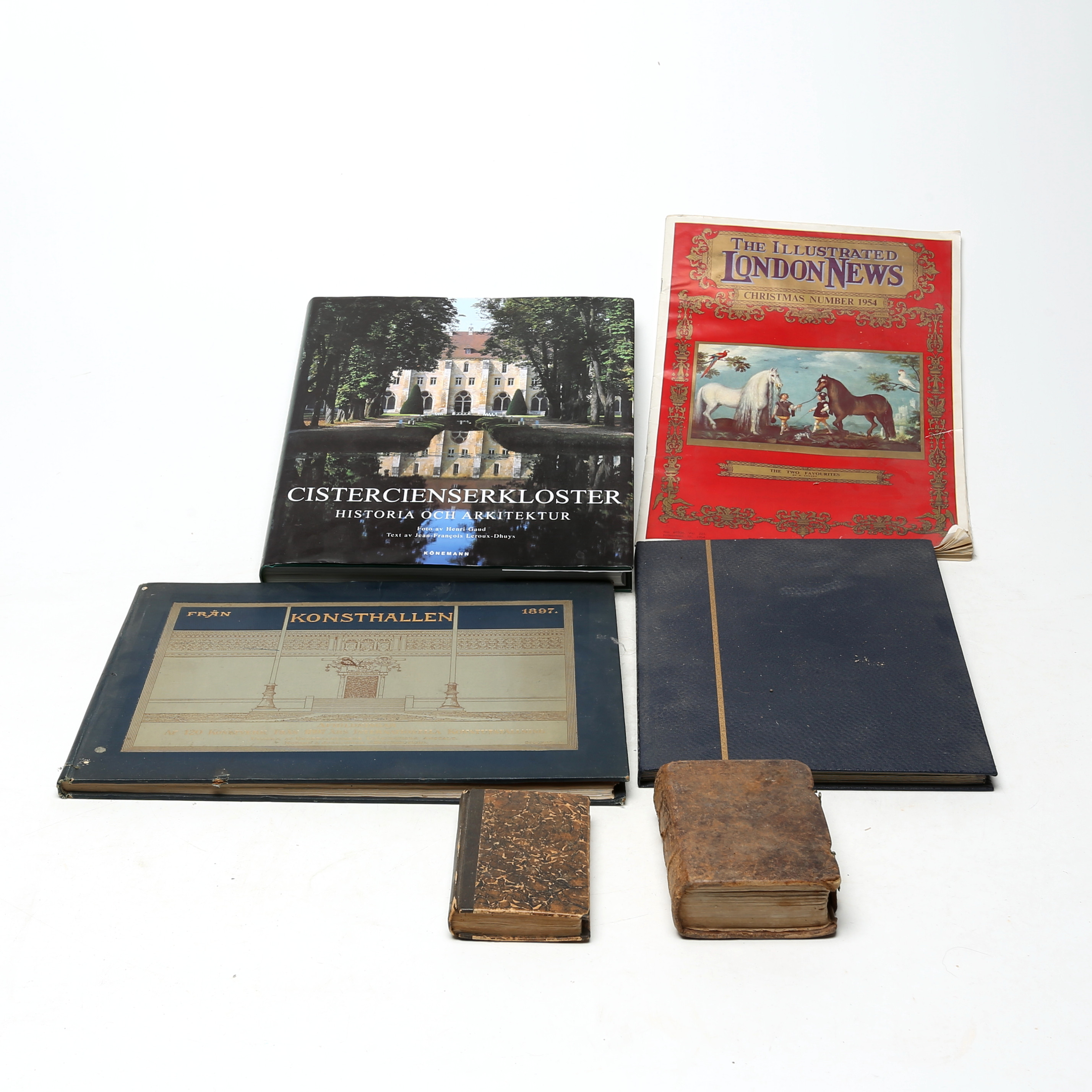 BÖCKER 5 st, bland annat 1700-tal och Stockholm 1897, FRIMÄRKSALBUM, USA.