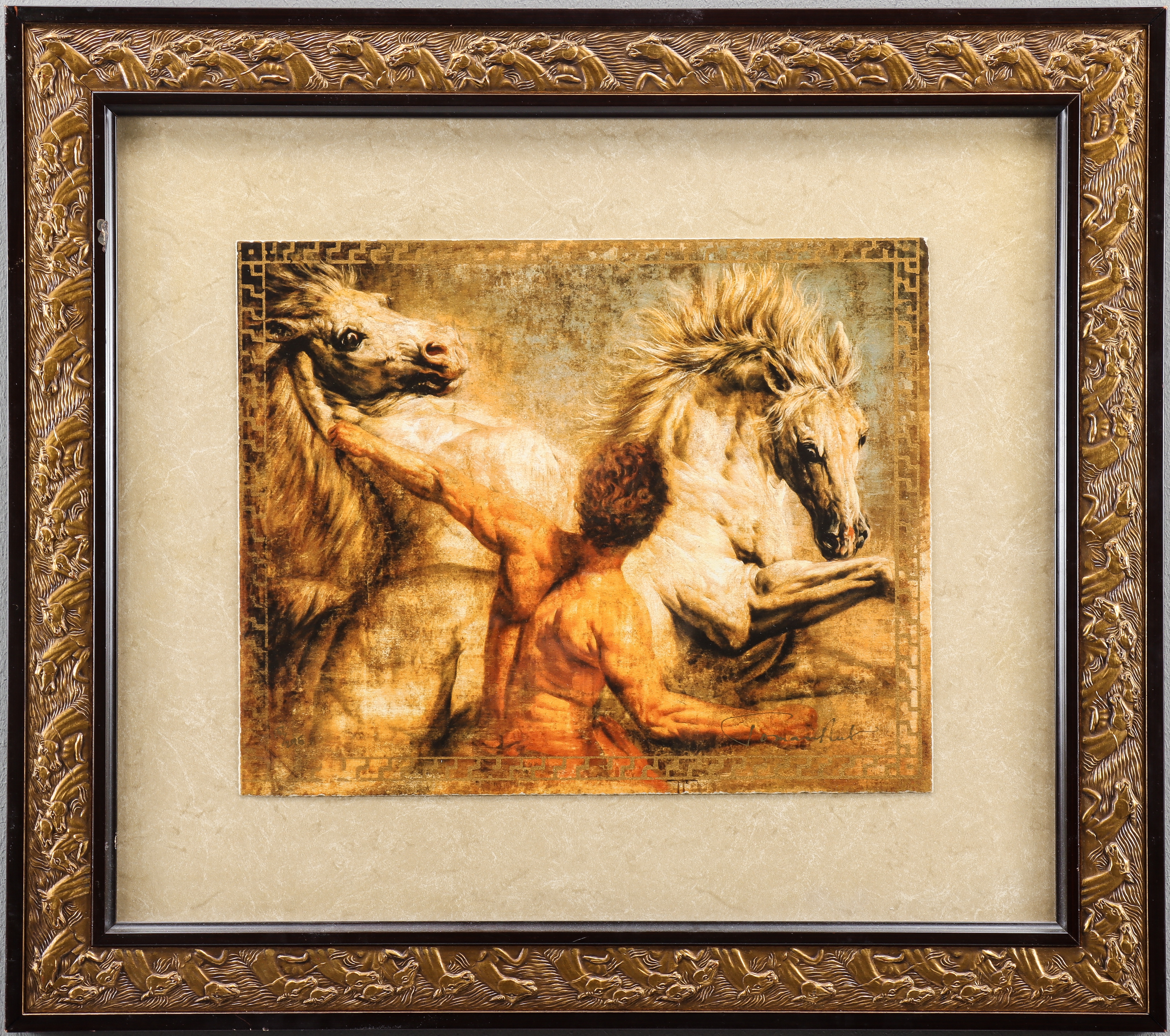 OIDENTIFIERAD KONSTNÄR tavla med hästar.