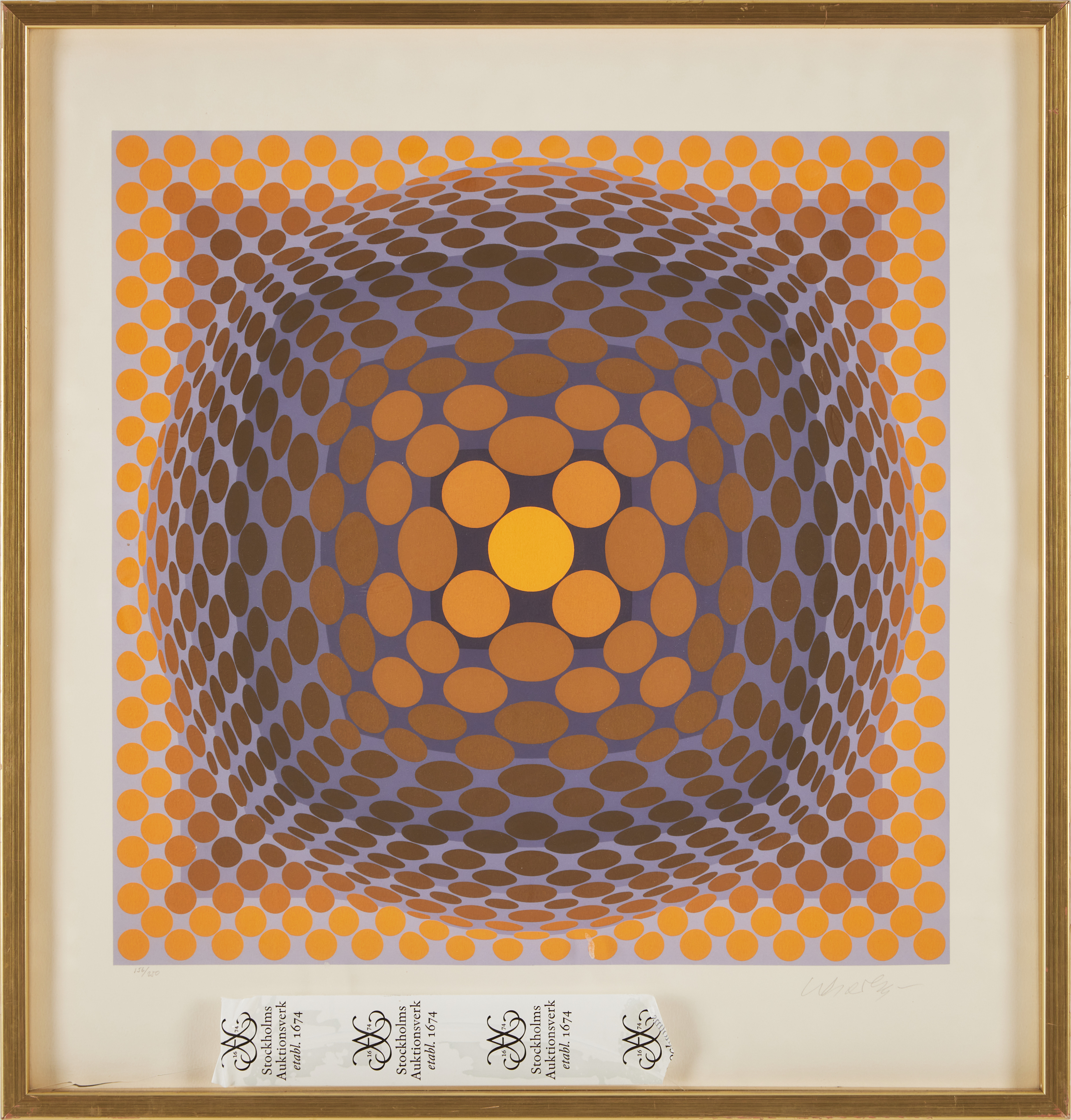 VICTOR VASARELY. Optisk komposition, serigrafi, signerad Vasarely.