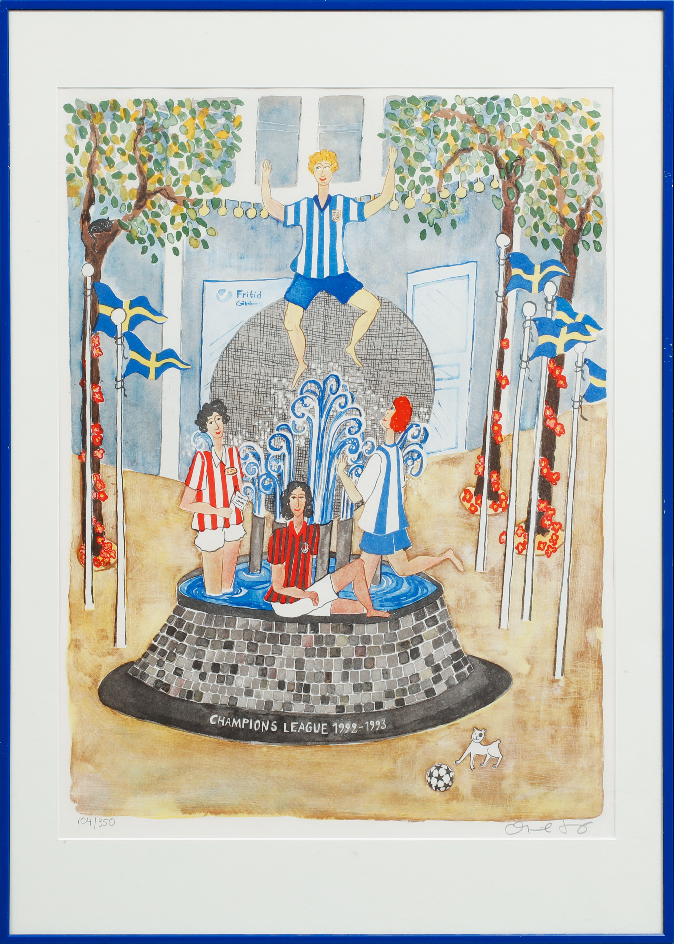 MARIKA LANG. "Champions League 92-93", färglitografi, signerad och numrerad 104/350.