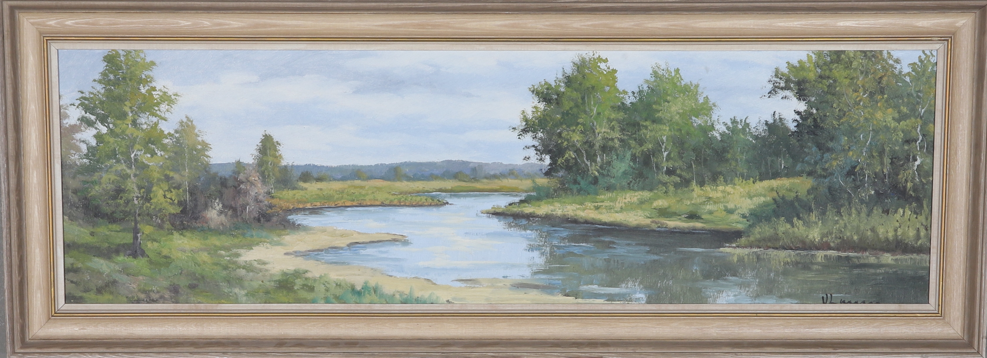 OIDENTIFIERAD KONSTNÄR, olja på duk, landskapsmotiv, signerad V Larsson.