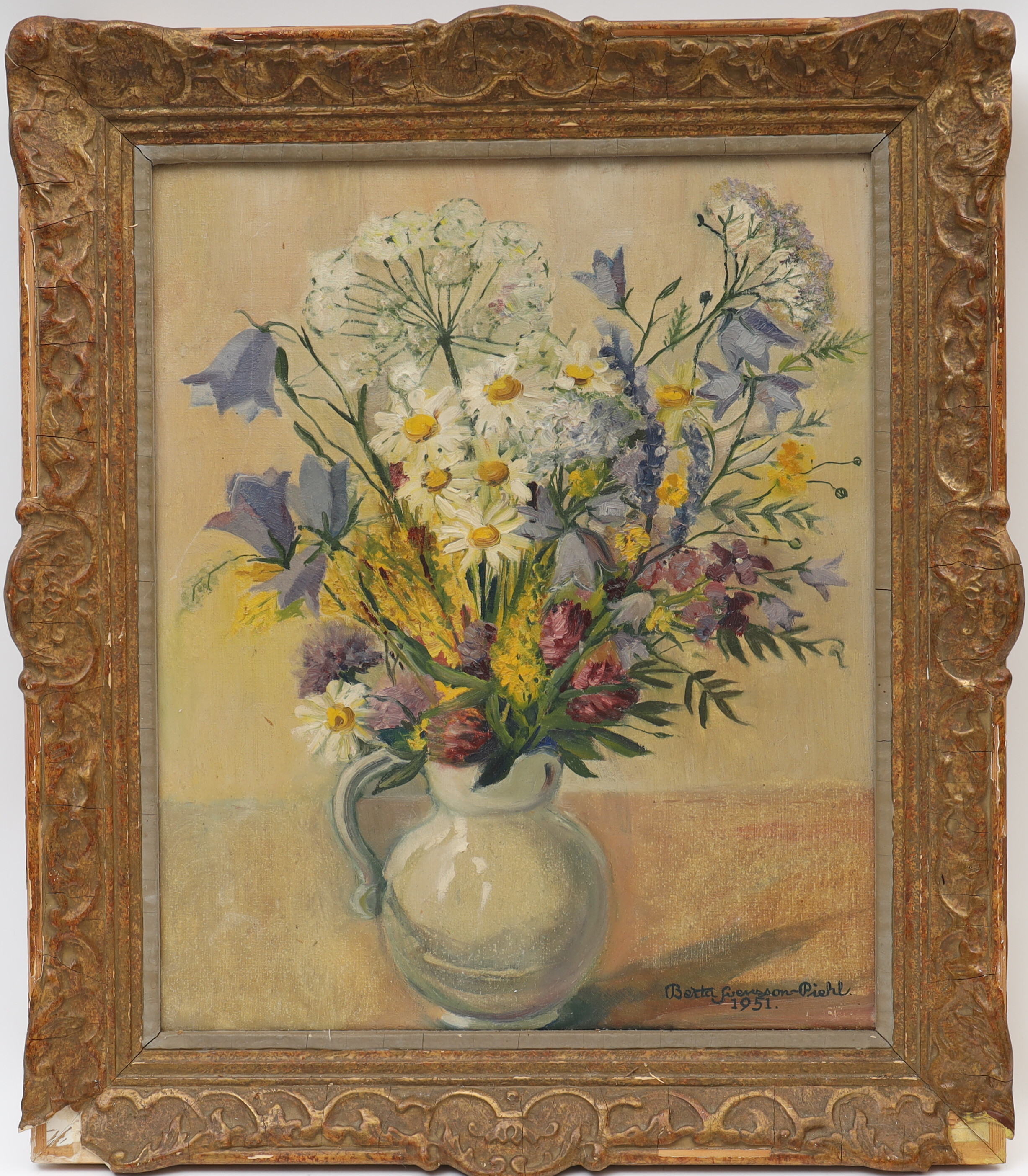 BERTA SVENSSON PIEHL. Blomstilleben, signerad och daterad 1951.