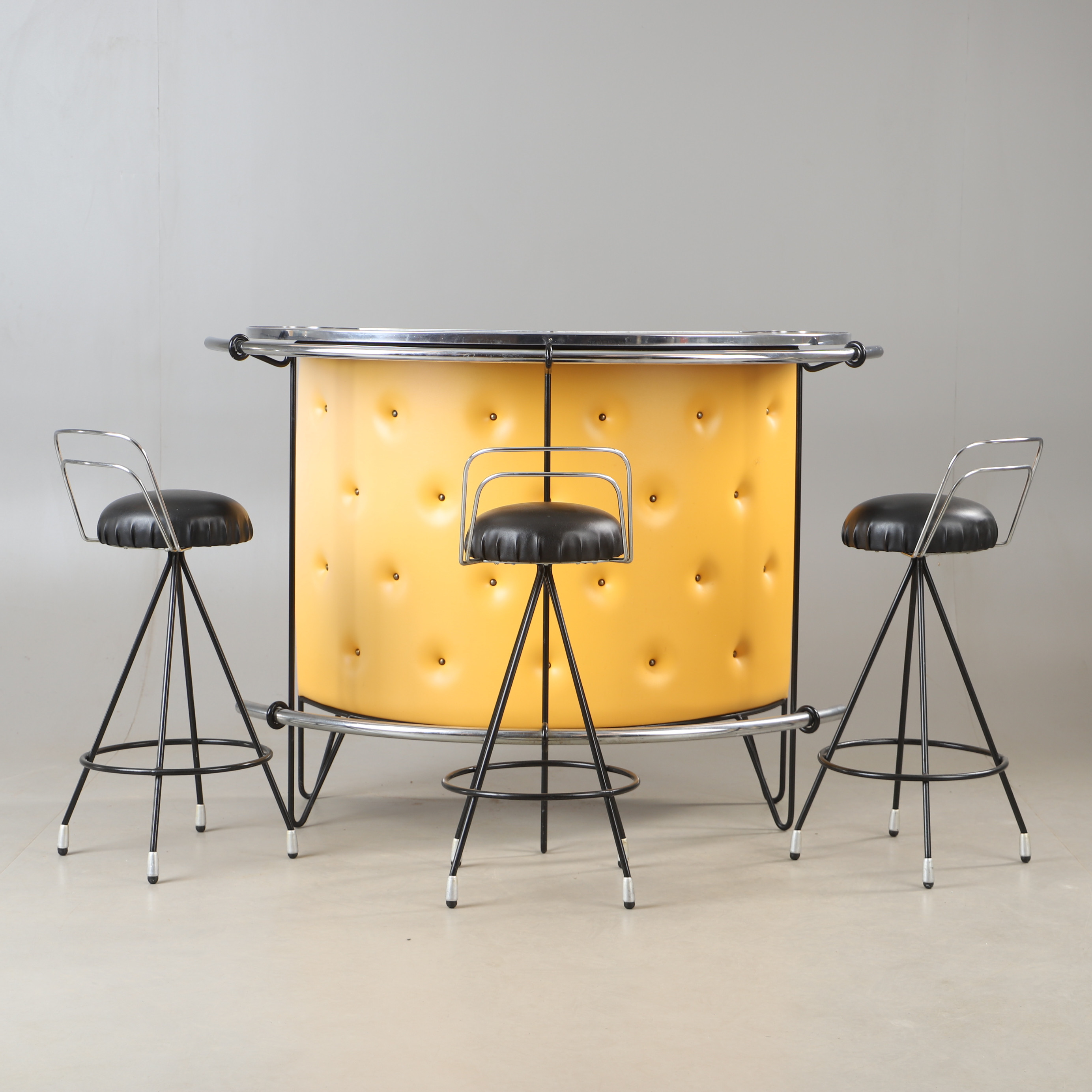 BAR MED STOLAR, 4 delar, metall, laminat och konstskinn, 1900-talets mitt.