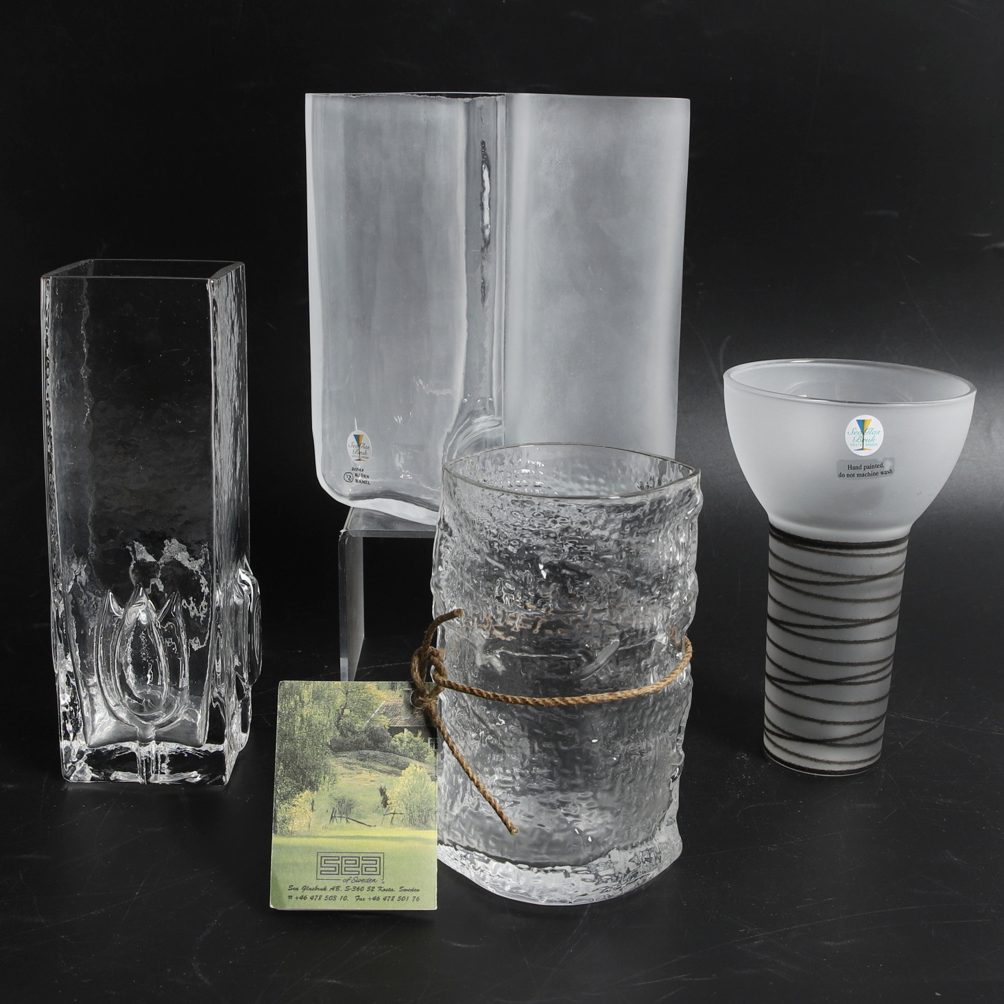 VASER, 4 st, glas, SEA glasbruk, Sverige, 1900-tal.