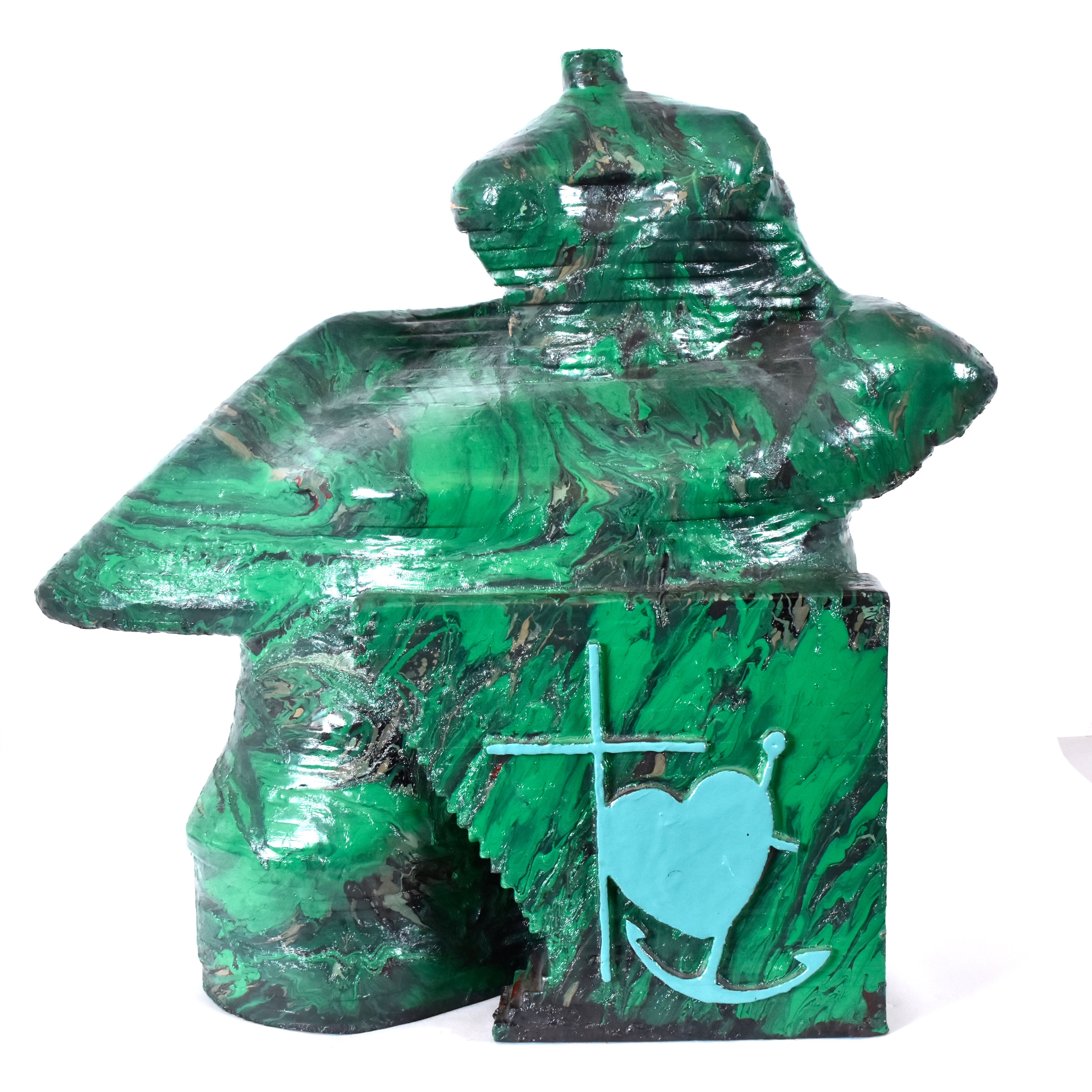 ANDERS A. skulptur, bemålad konstharts, komposition.