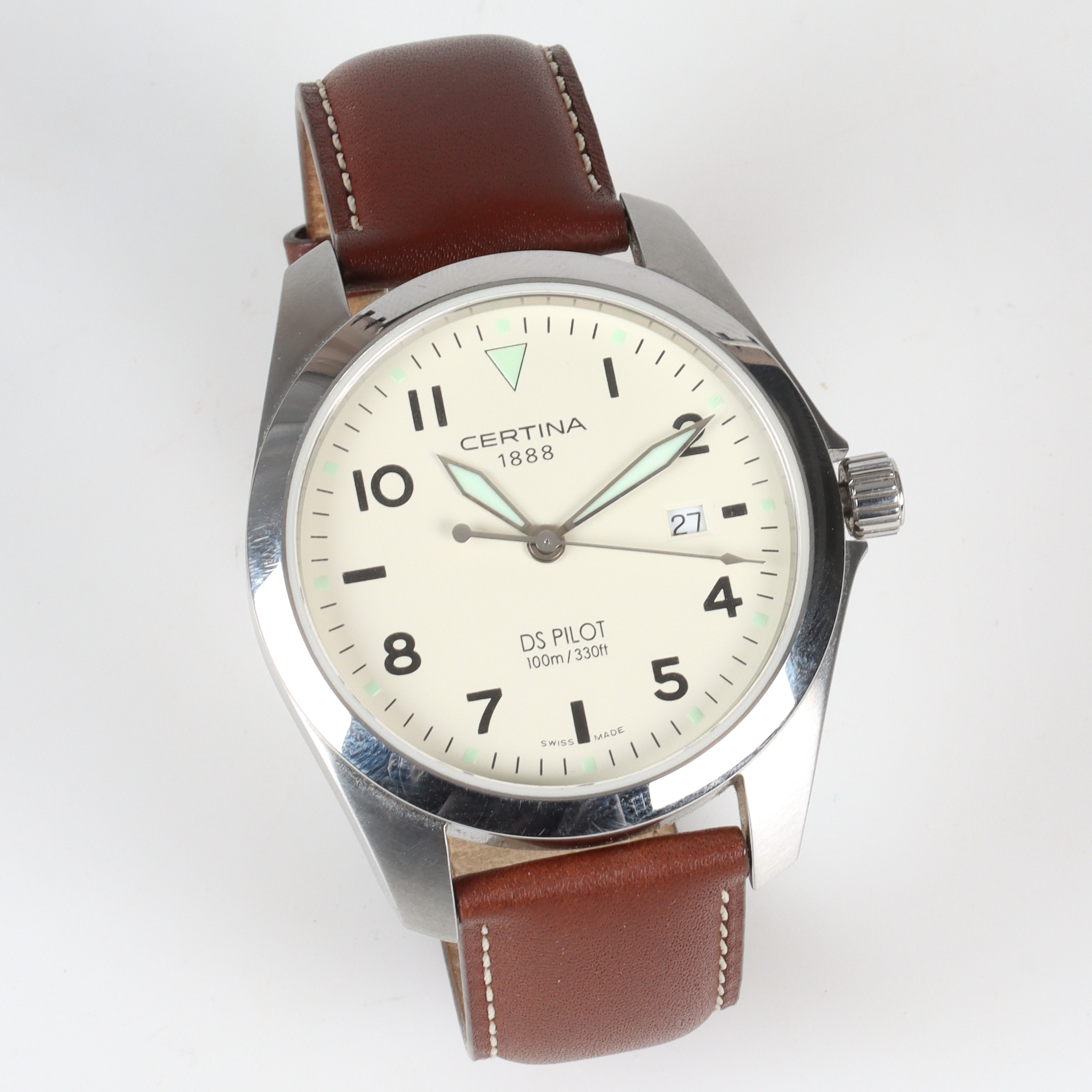 ARMBANDSUR, stål, quartz, safirglas, datum, Certina DS Pilot. 1990-tal.