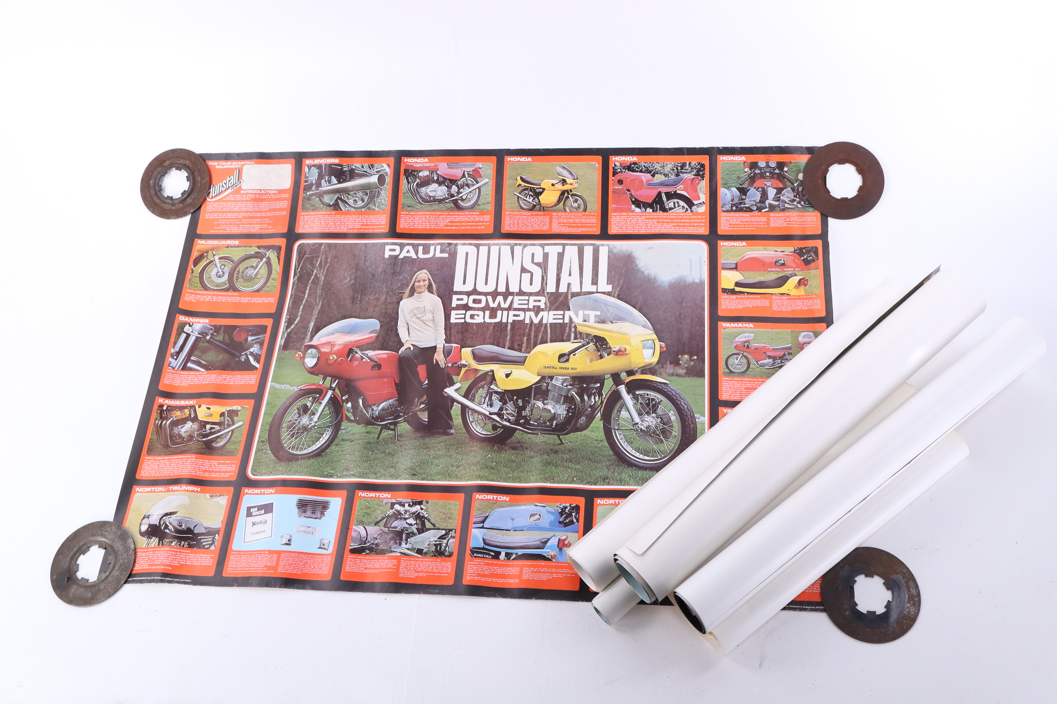 SUZUKI, DUNSTALL, planscher, motiv med motorcyklar, ca 1970/80-tal.