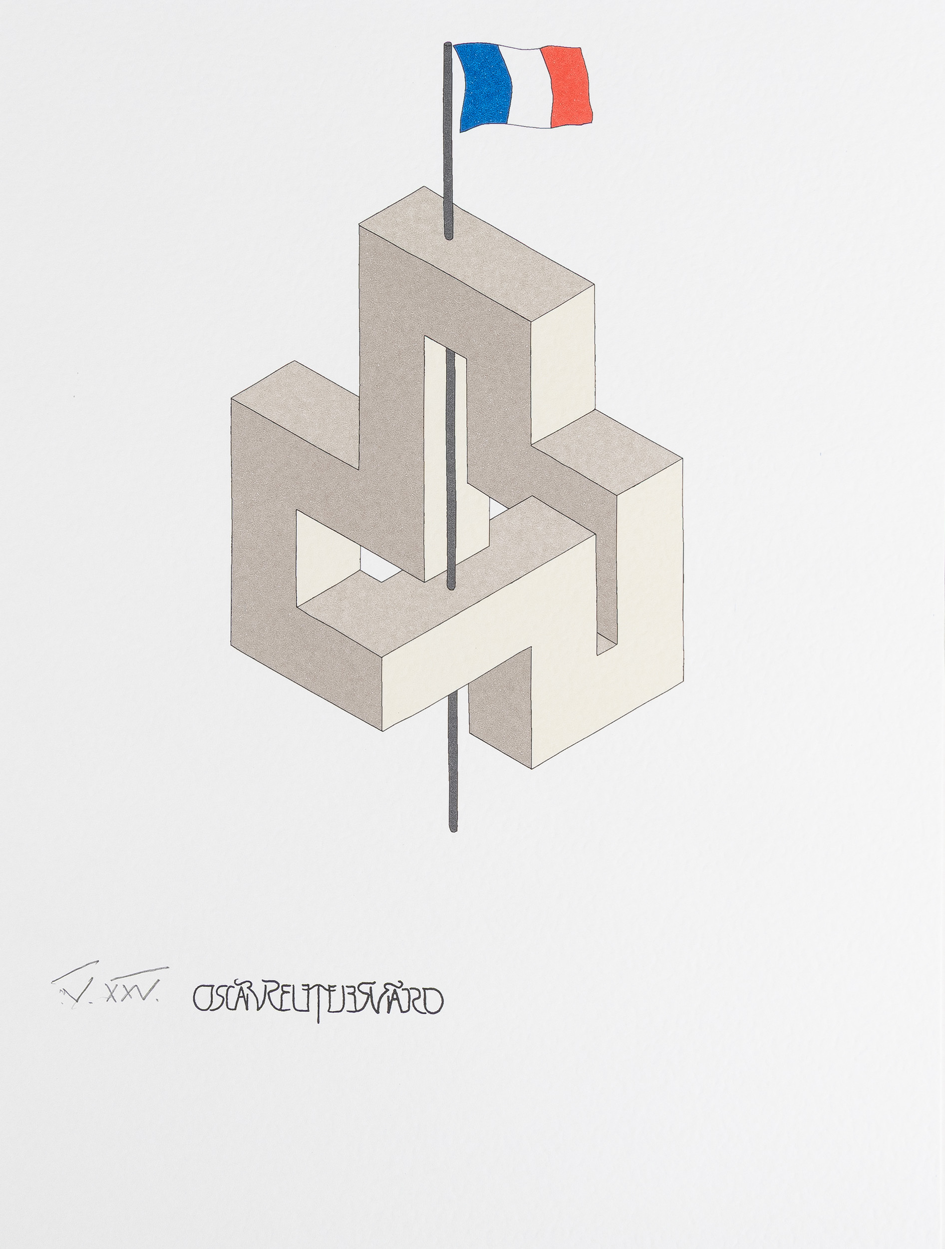 OSCAR REUTERSVÄRD. Mapp med 15 litografier, "Fifteen European Impossible Figures".