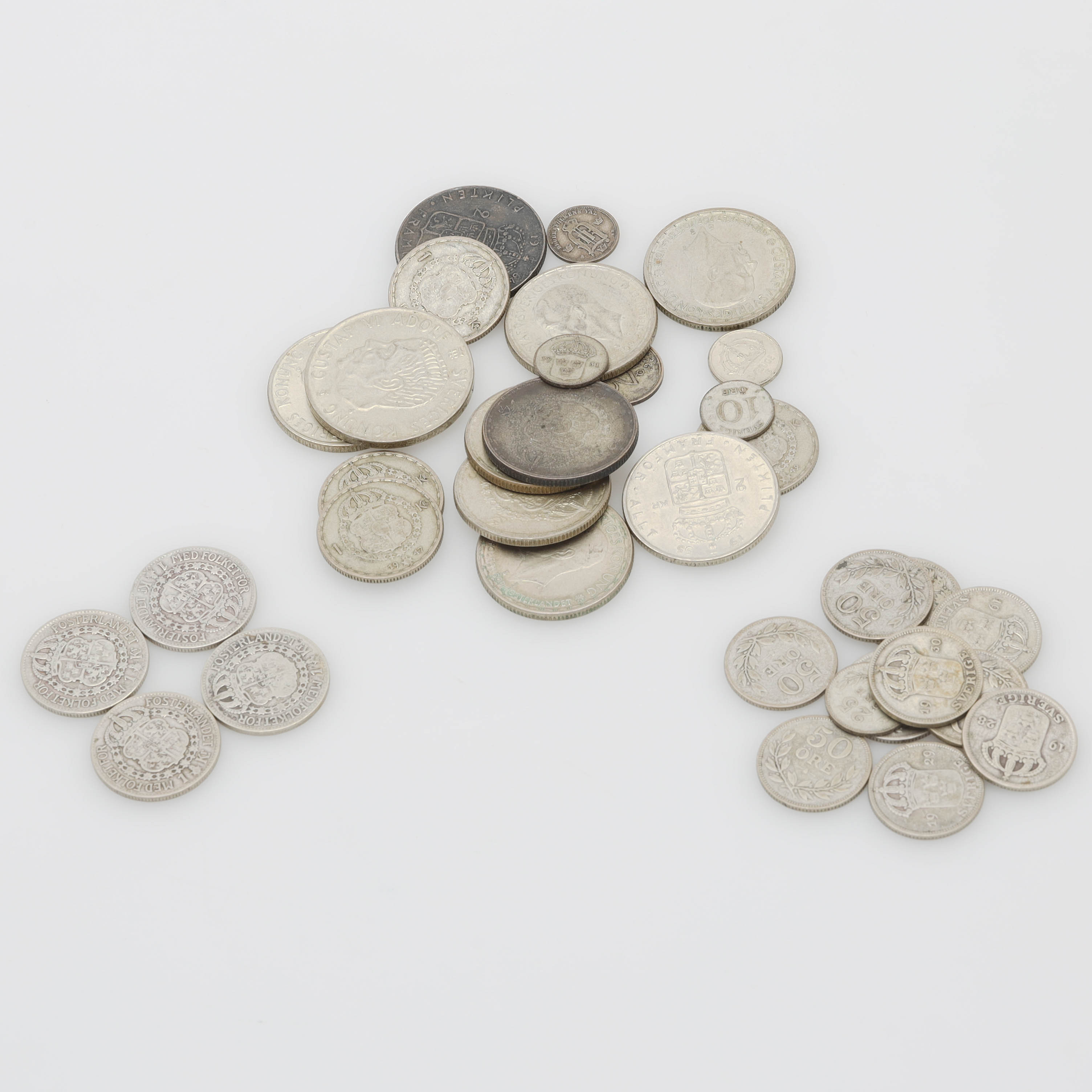 SAMLING MYNT, silver, Sverige, finsilvervikt ca 125 gram.