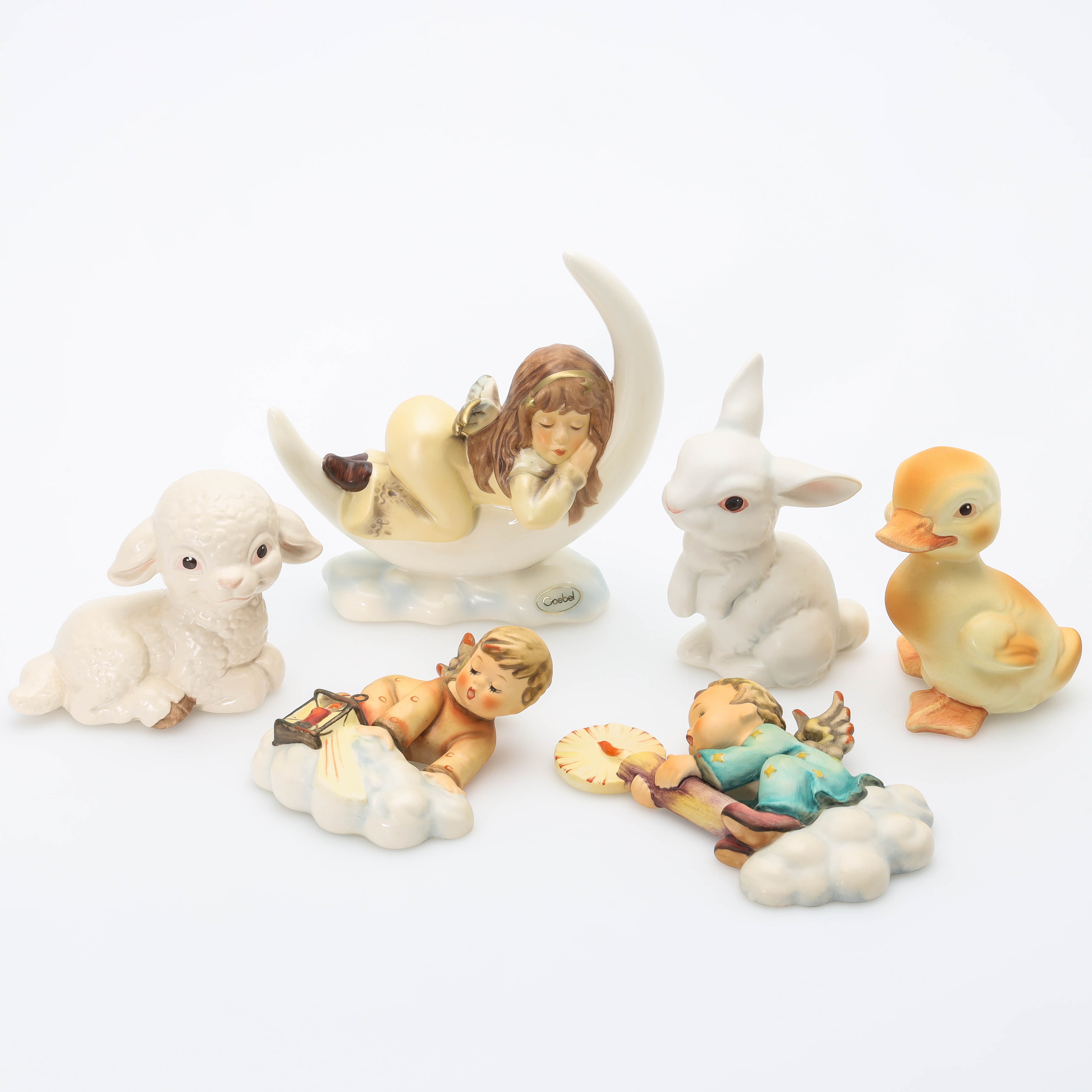 FIGURINER, 6 st, porslin, Goebel, Tyskland.