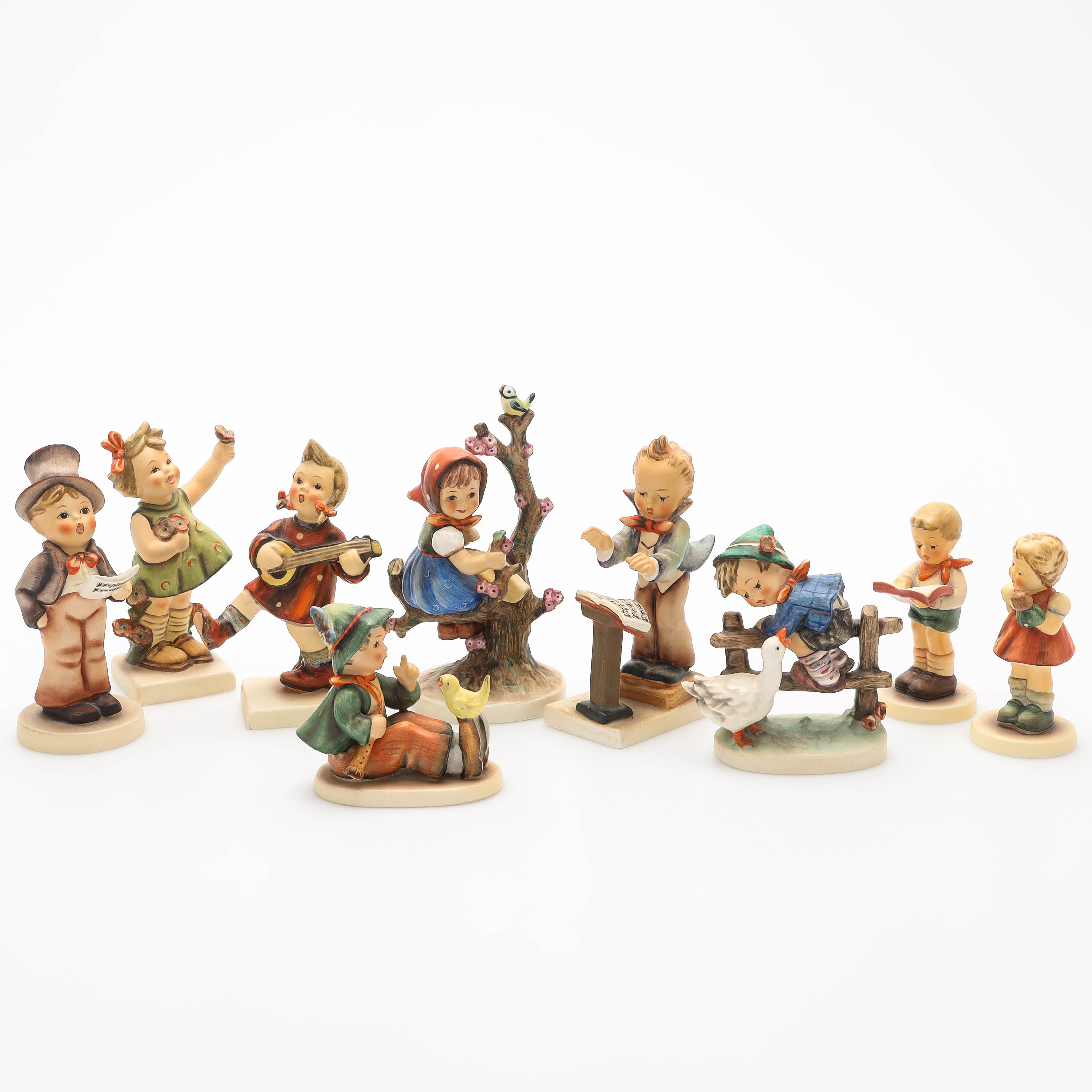 FIGURINER, 9 st, porslin, Goebel/hummel, Tyskland.
