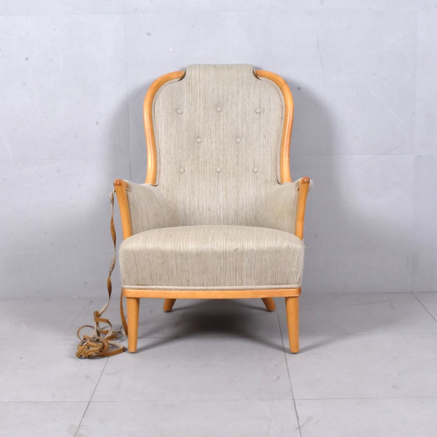 CARL MALMSTEN. fåtölj, björk, "Vår Fru", O H Sjögren Tranås.