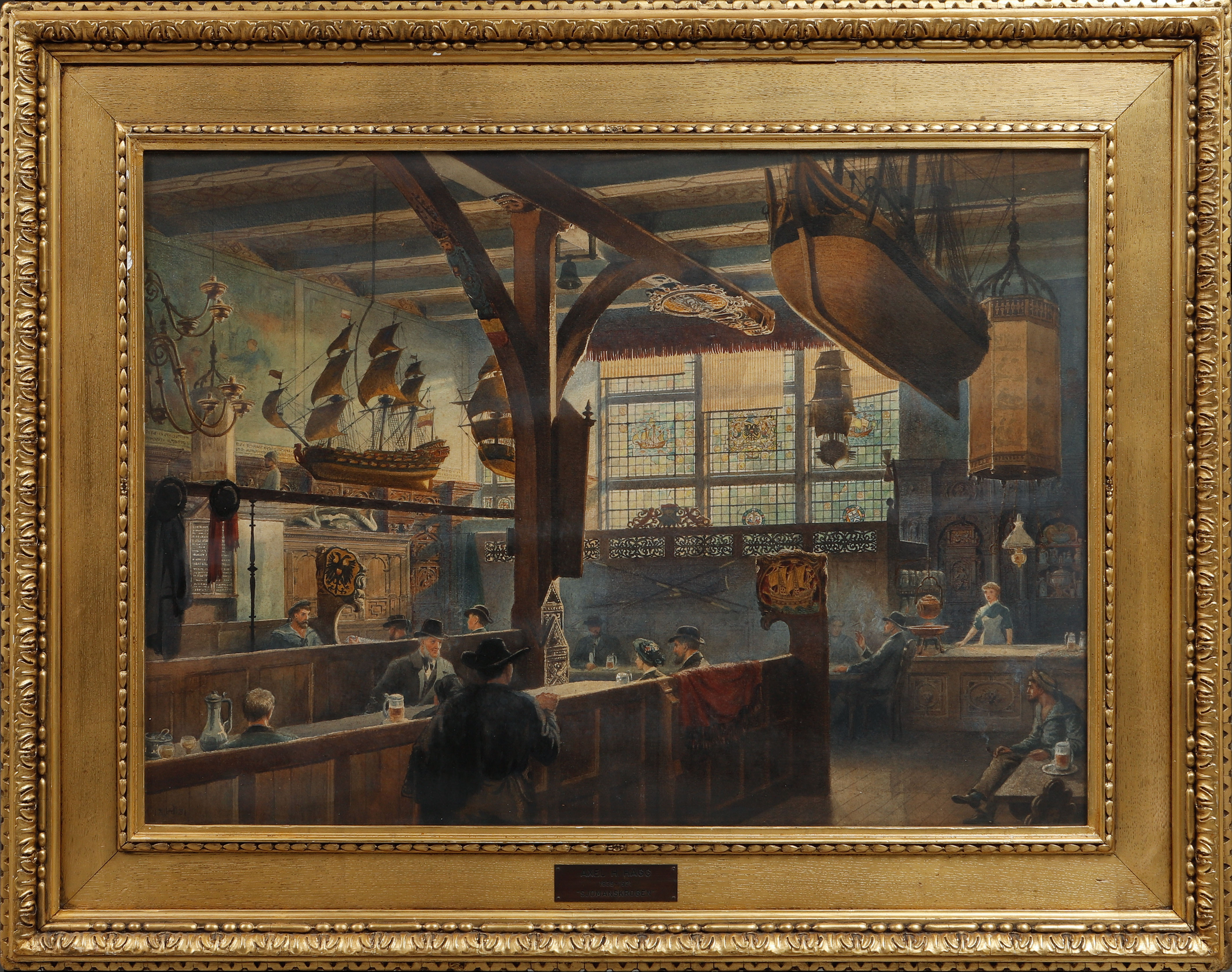 AXEL HERMAN HÄGG (HAIG). "Sjömanskrogen", akvarell, monogramsignerad och daterad 1881.