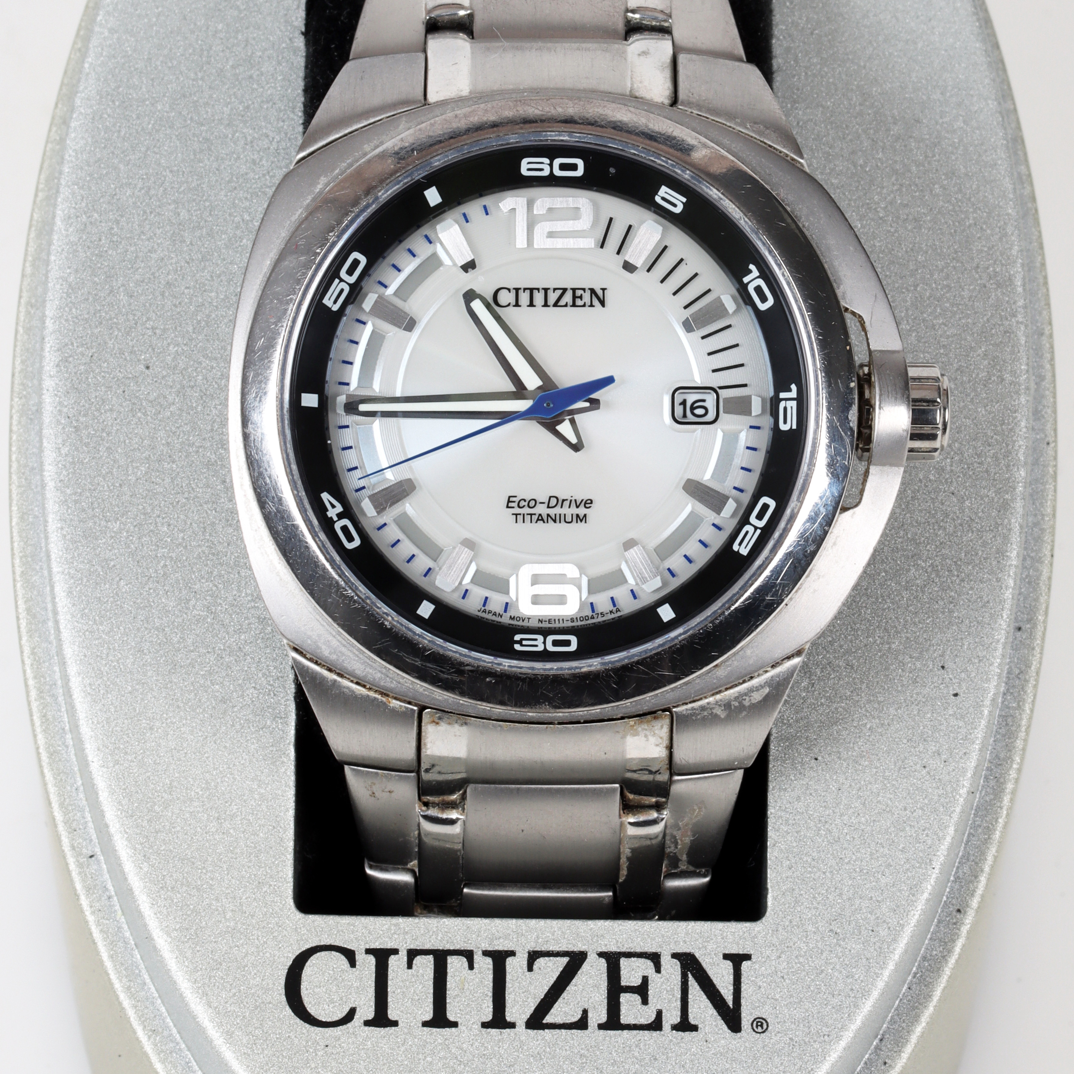 ARMBANDSUR, stål, safirglas, datum, Citizen Eco Drive Marinaut Titanium. 1990-tal.