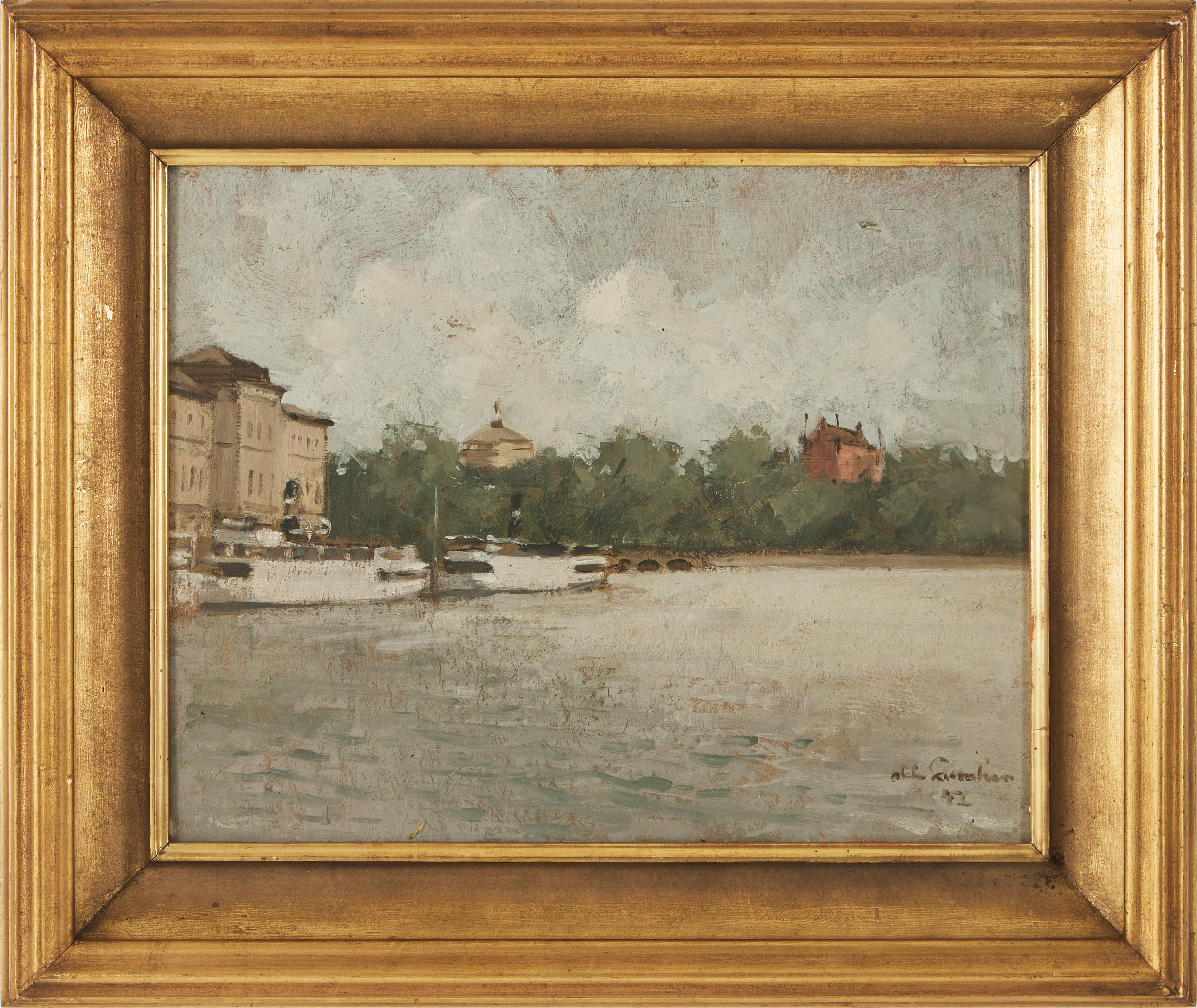 AKKE  KUMLIEN. Stockholmsmotiv, olja på pannå, signerad Akke Kumlien - 42.