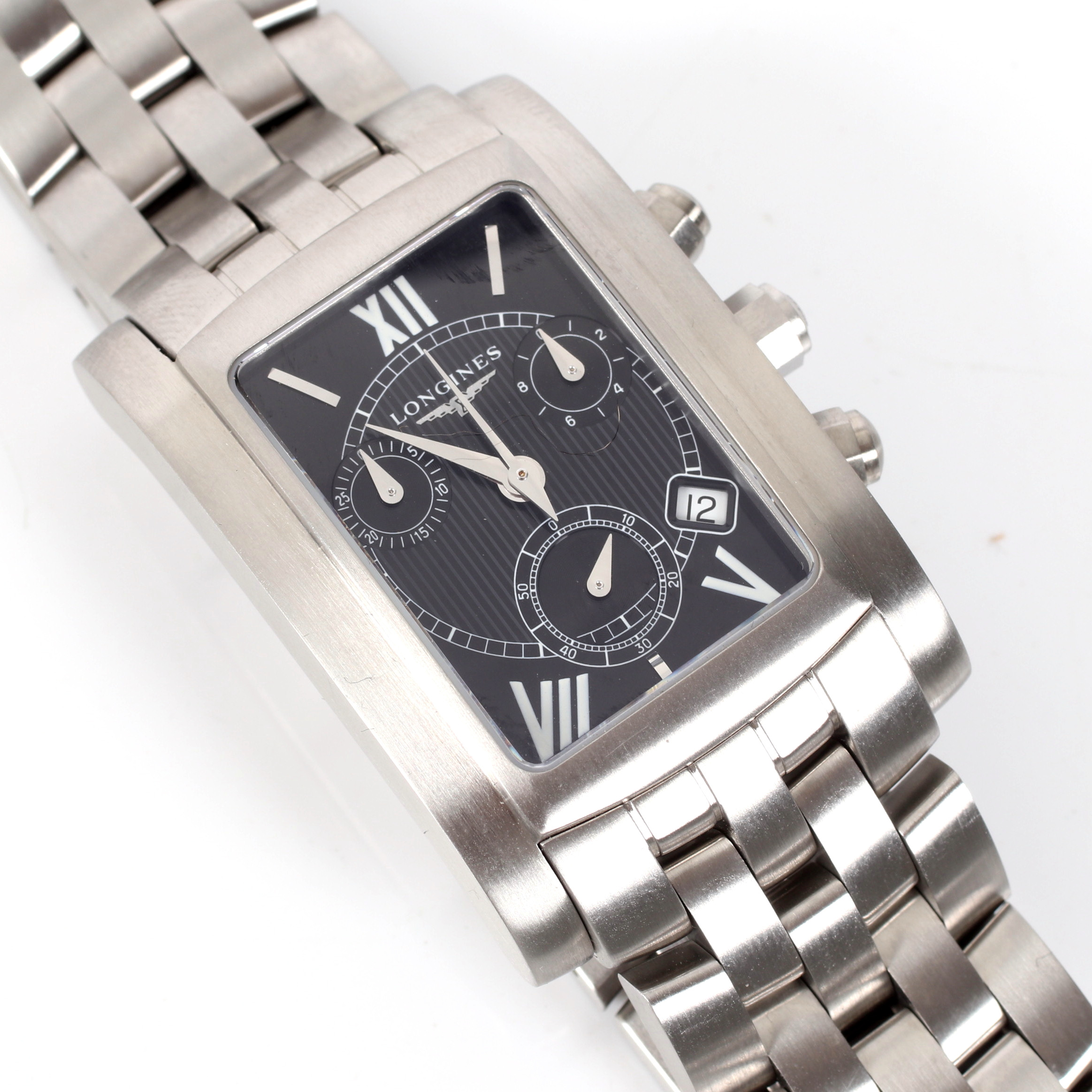 ARMBANDSUR, stål, quartz, safirglas, datum, Longines Grand Turismo Chronograph. 1990-tal.