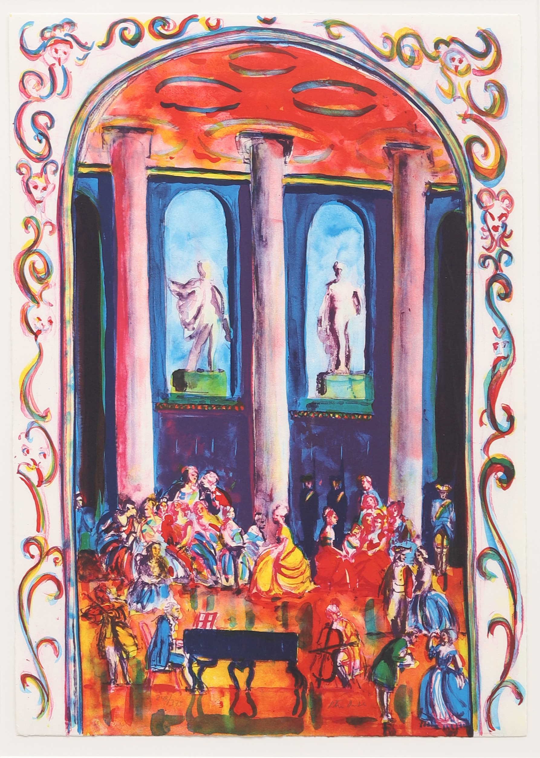 PETER DAHL. Färglitografi, "Bal på slottet", signerad och numrerad 248/375.