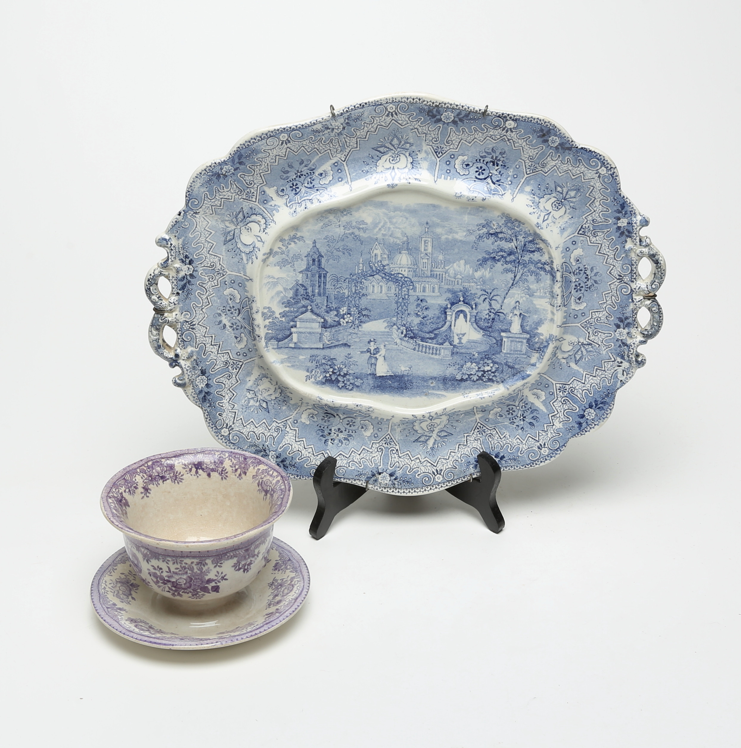 TERRINFAT och SÅSSKÅL, Lila Fasan, flintgods, bland annat England, 1800-tal.