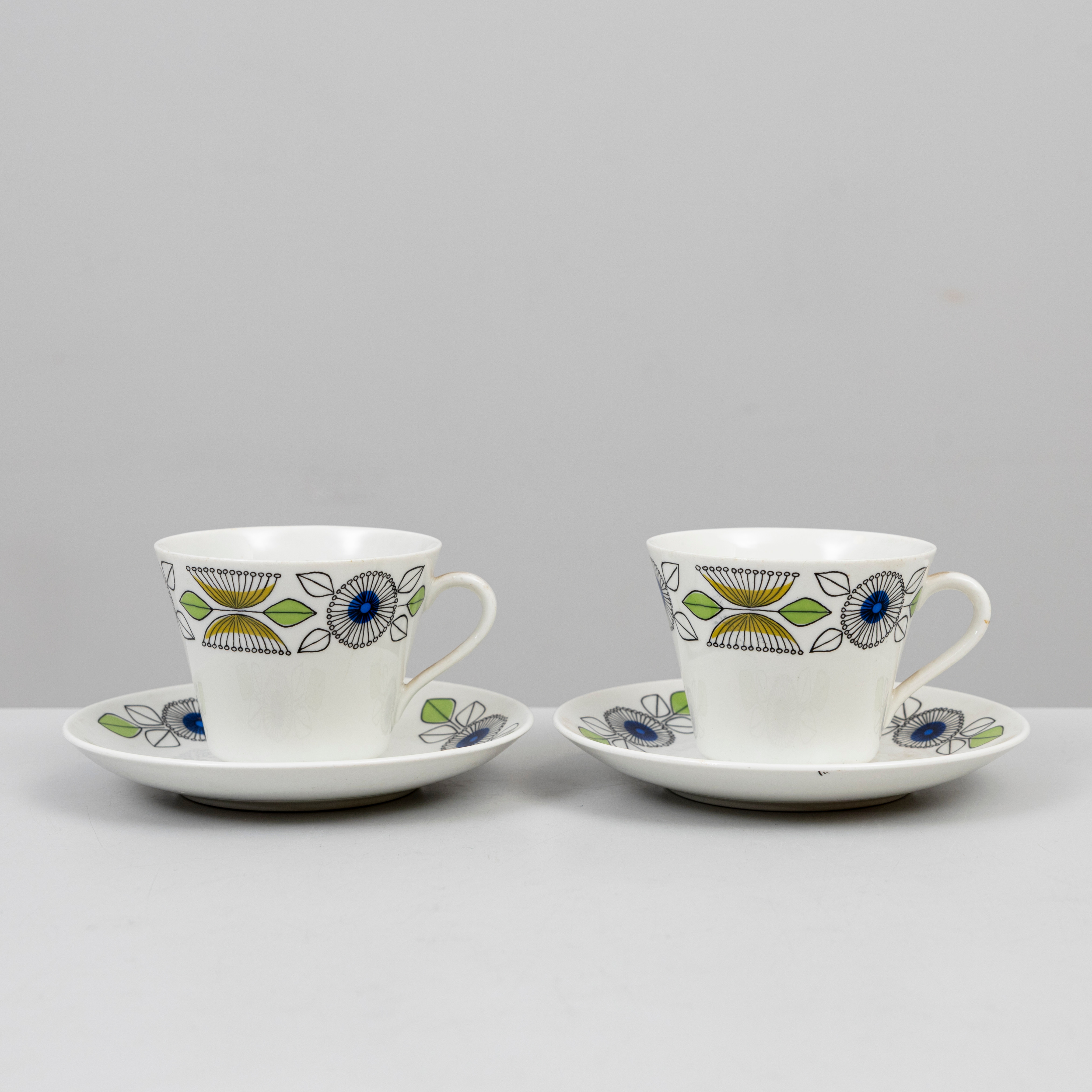 KAFFEKOPPAR, 2 st, "Amaris", Rörstrand, flintgods, 1950-tal.