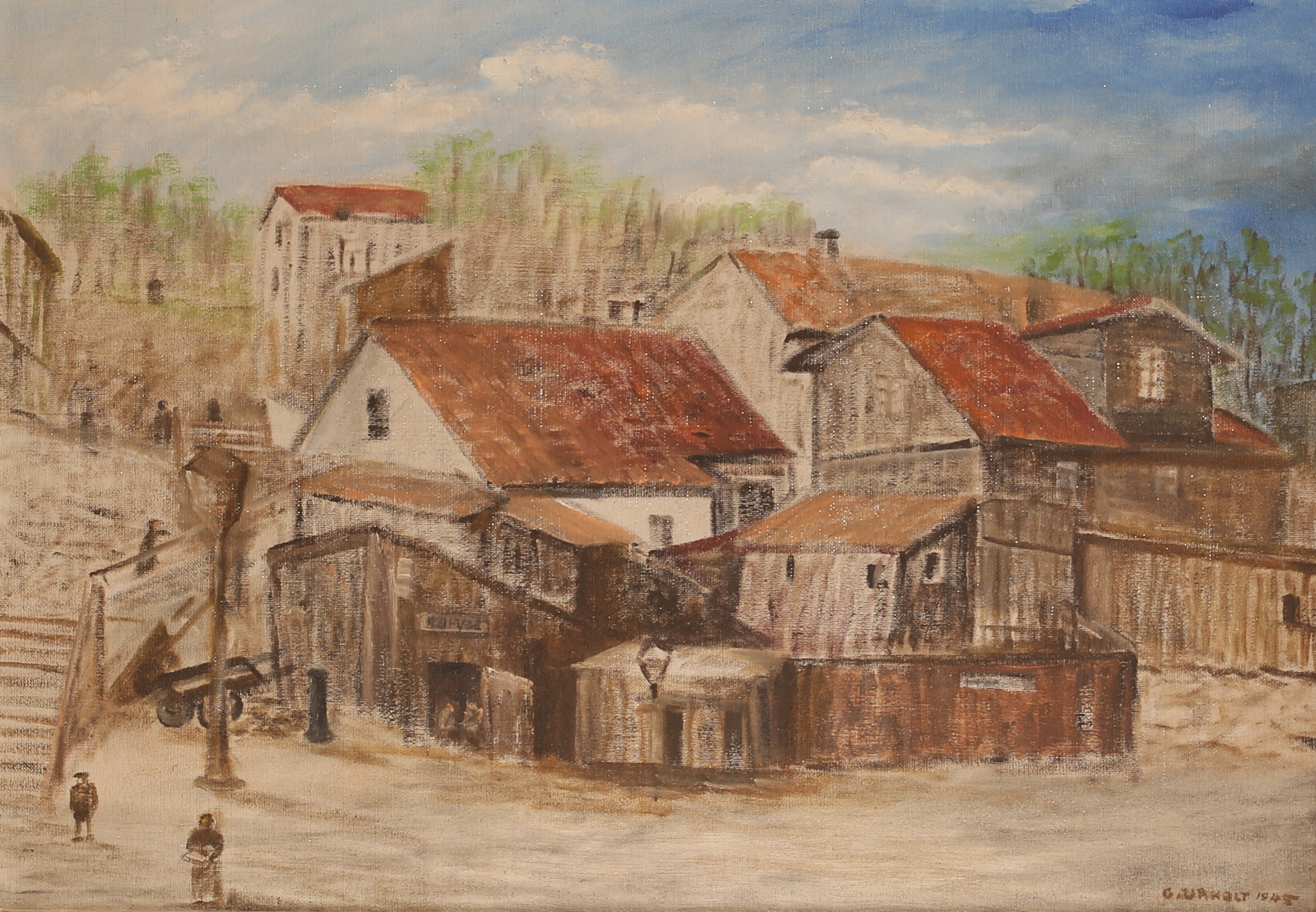 OIDENTIFIERAD KONSTNÄR, olja på duk, signerad, daterad 1945.