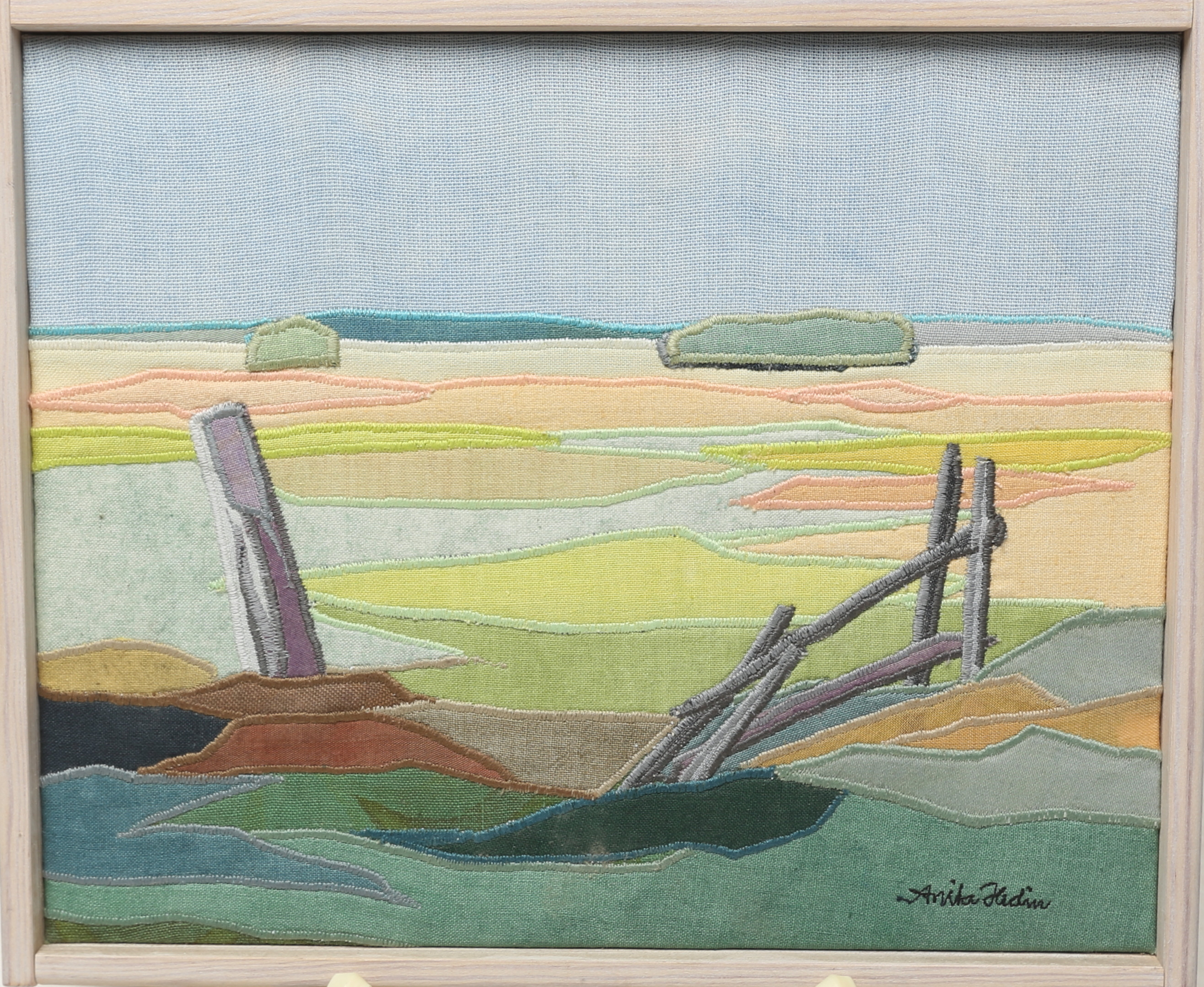 ANITA HEDIN. KONSTVERK, textil, motiv Bredsätra, Öland, signerat, 1996.